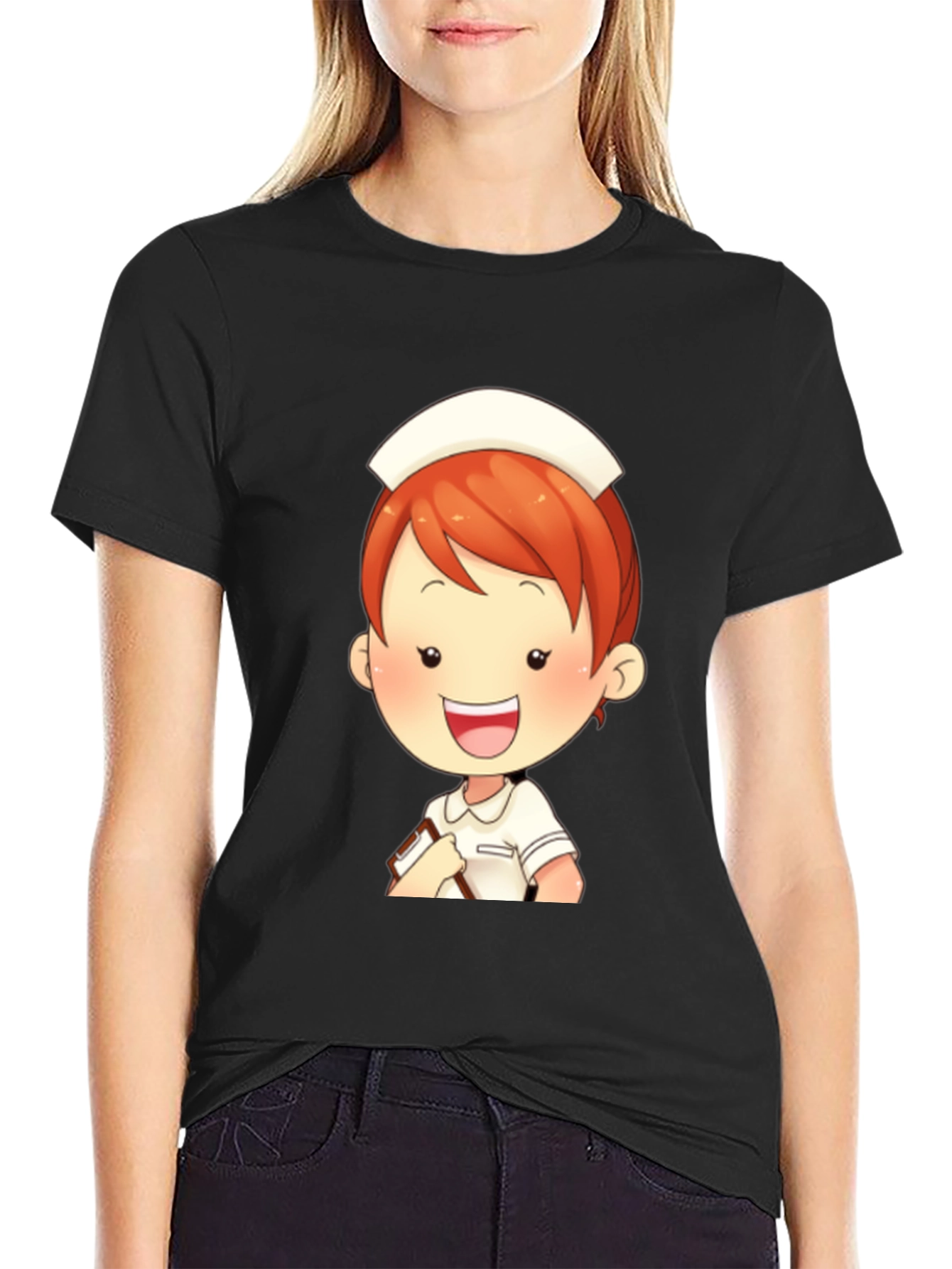 Cartoon Nurse Graphic T-Shirt