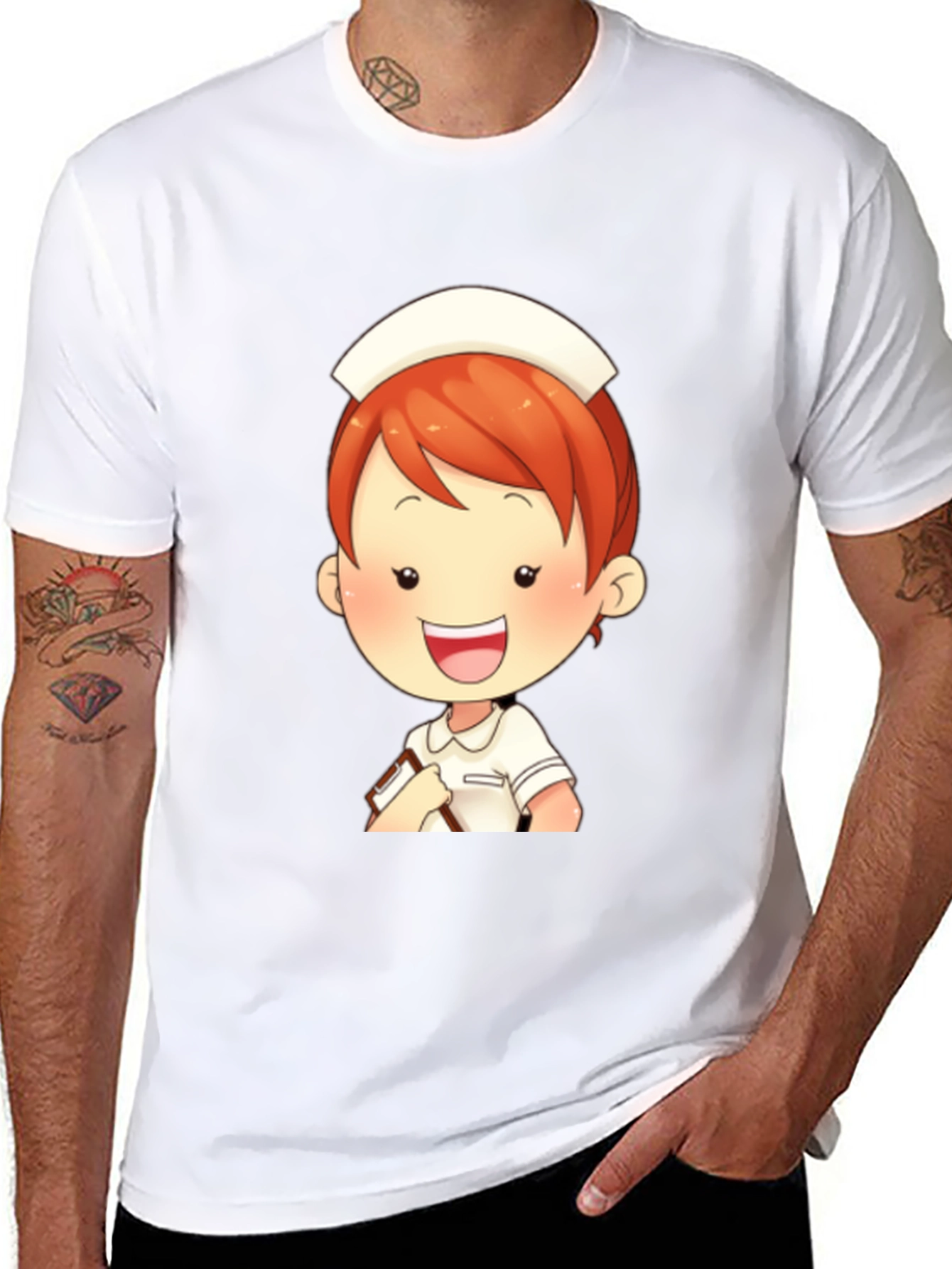 Cartoon Nurse Graphic T-Shirt