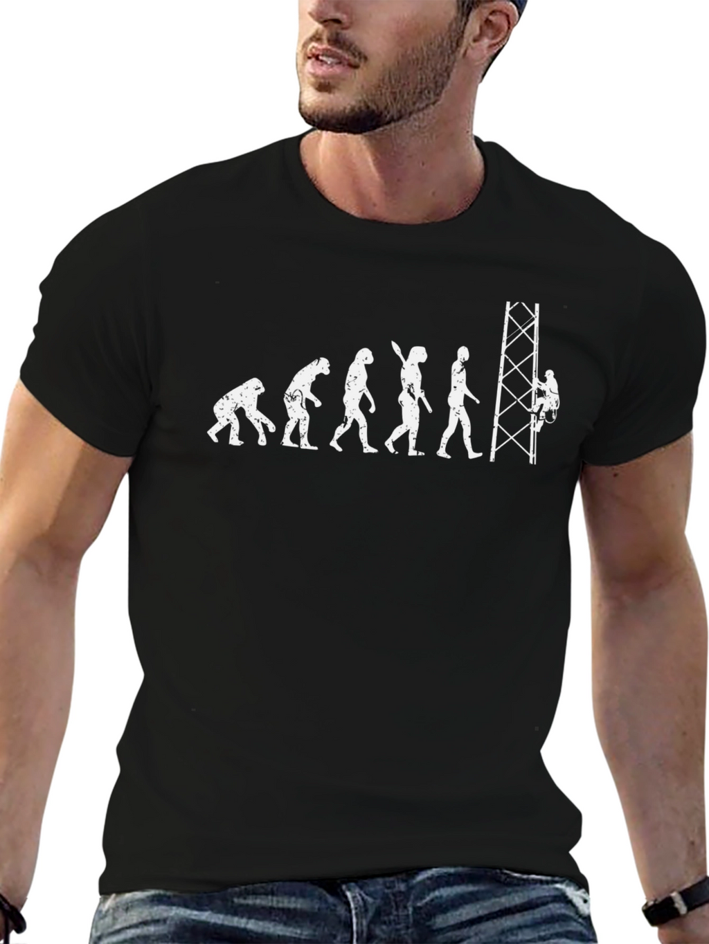 Tower Climber Evolution T-Shirt - Funny Lineman Tee