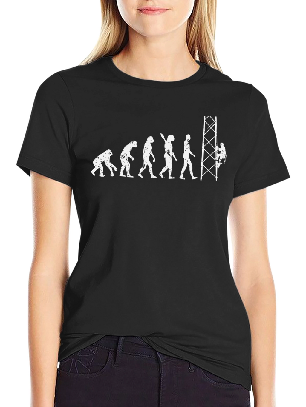 Tower Climber Evolution T-Shirt - Funny Lineman Tee