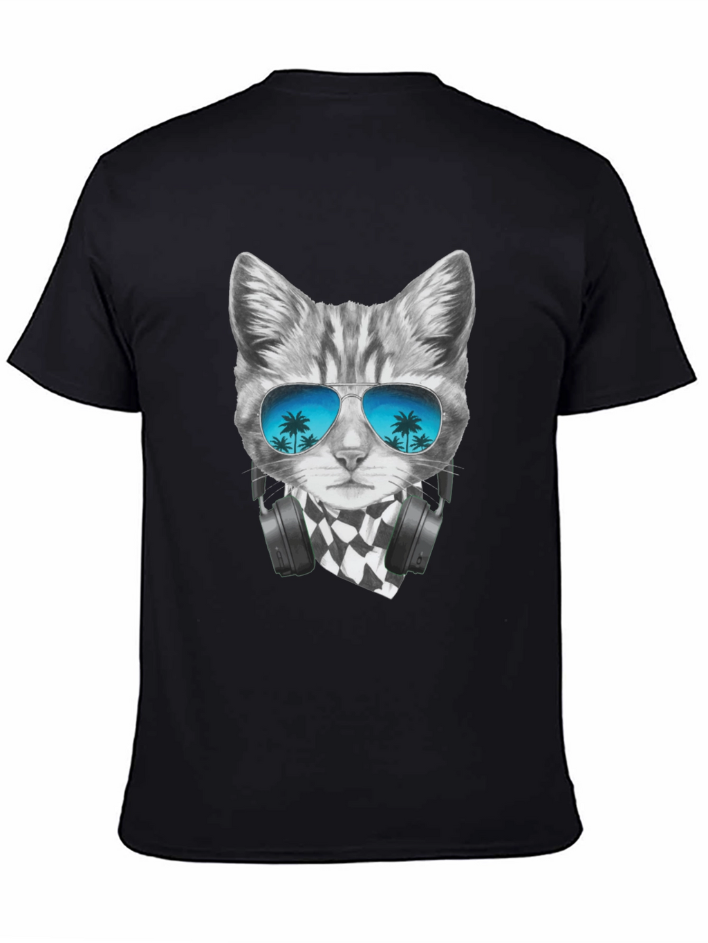 Cool Cat T-Shirt - Palm Tree Sunglasses & Headphones