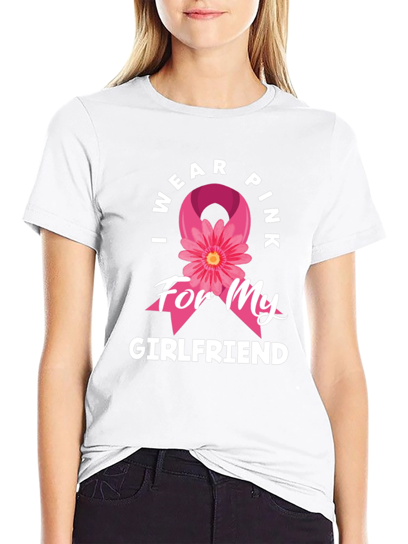 I Wear Pink for My Girlfriend Breast Cancer Awareness T-Shirt