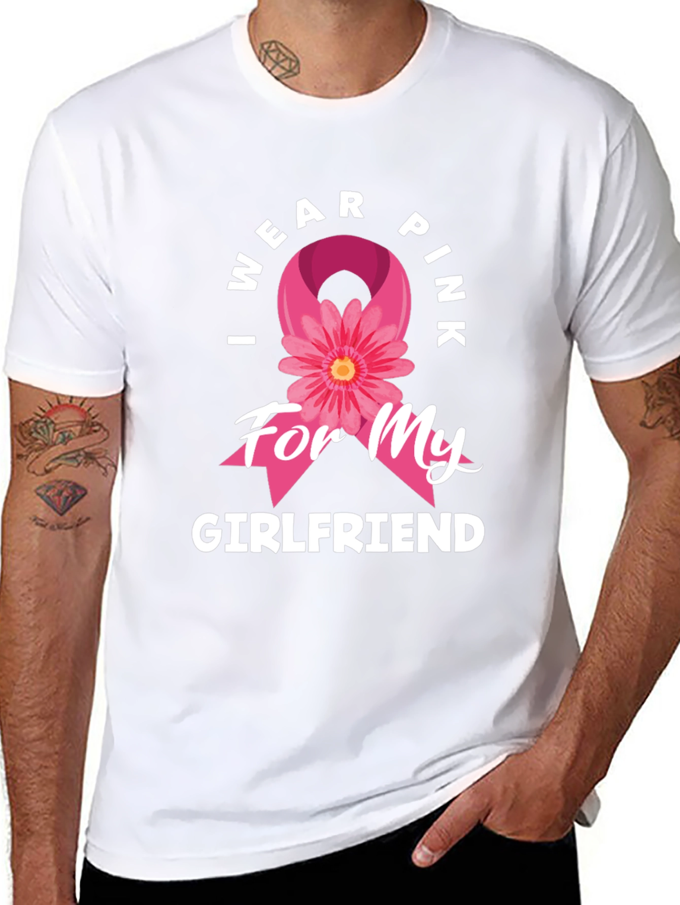I Wear Pink for My Girlfriend Breast Cancer Awareness T-Shirt