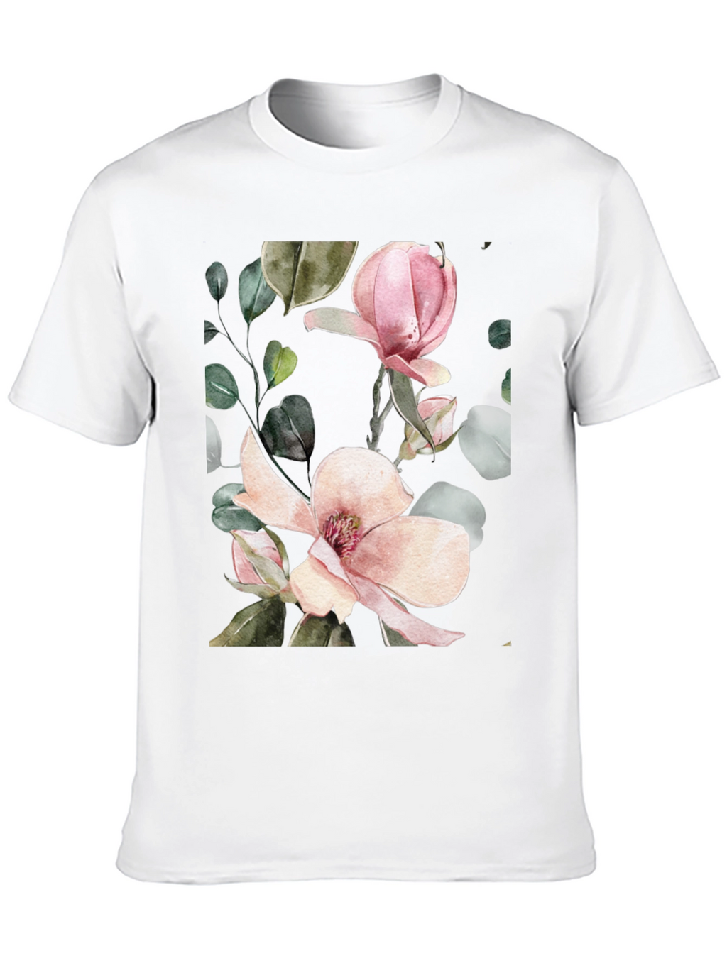 Floral Magnolia Blossom Black T-Shirt