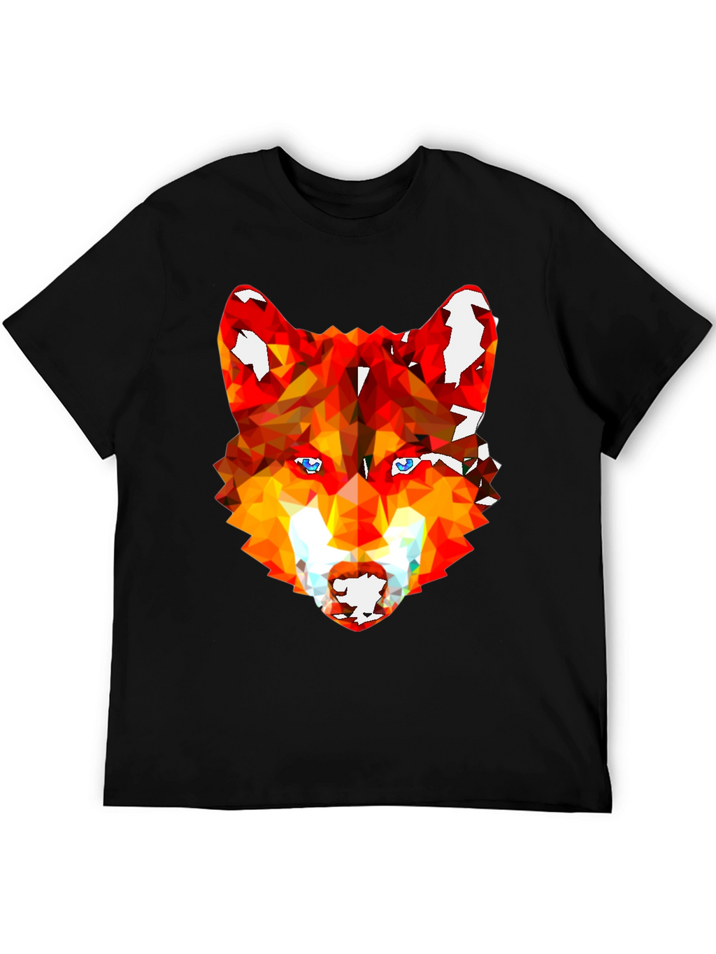Geometric Wolf Graphic Tee - Stylish Mens Black T-Shirt