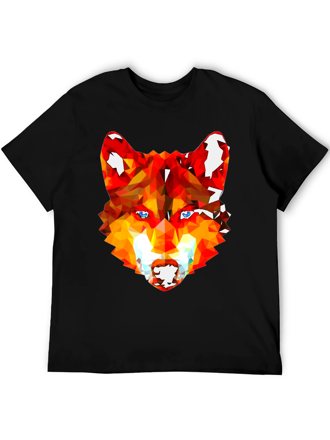 Geometric Wolf Graphic Tee - Stylish Mens Black T-Shirt