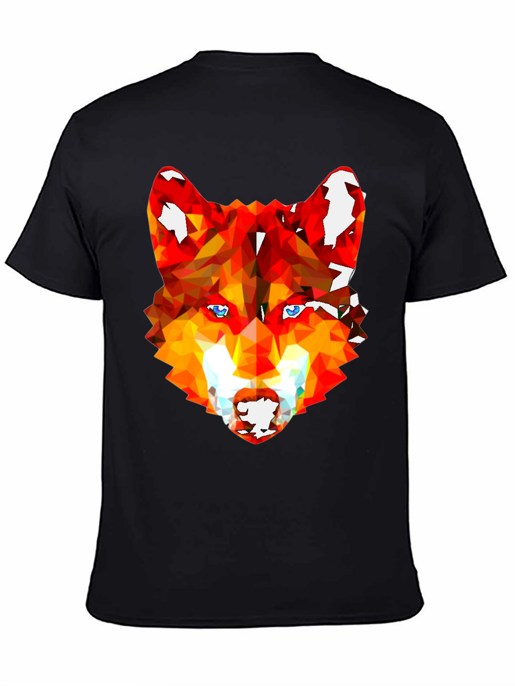 Geometric Wolf Graphic Tee - Stylish Mens Black T-Shirt