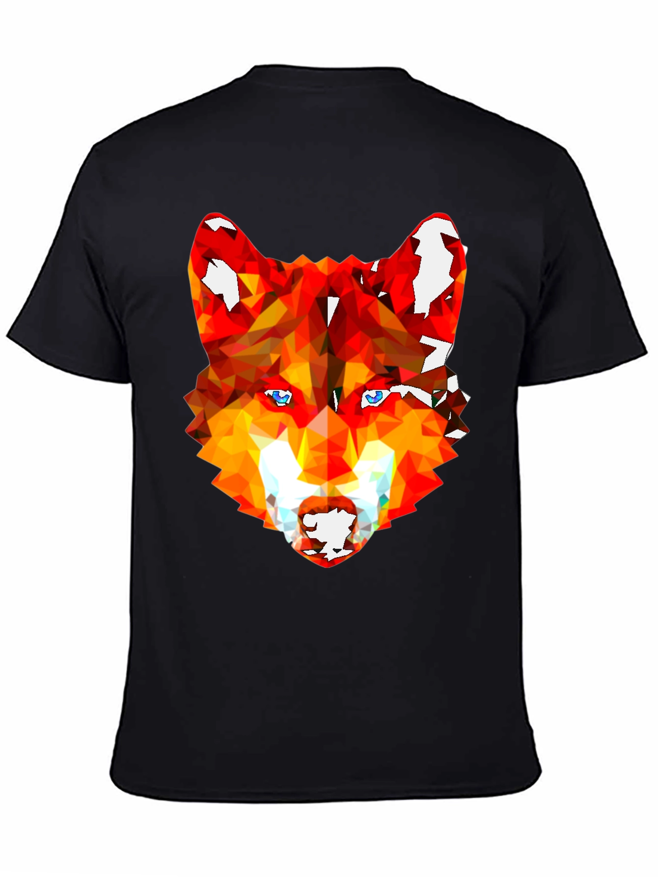 Geometric Wolf Graphic Tee - Stylish Mens Black T-Shirt