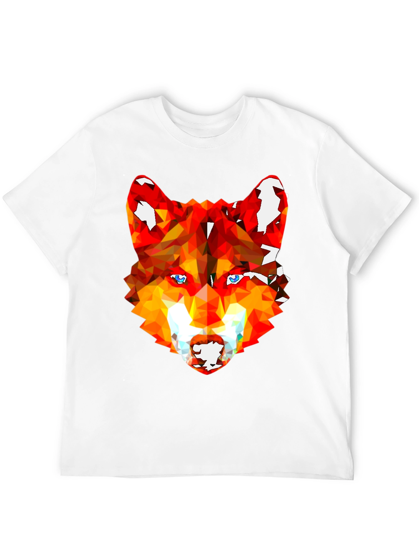 Geometric Wolf Graphic Tee - Stylish Mens Black T-Shirt