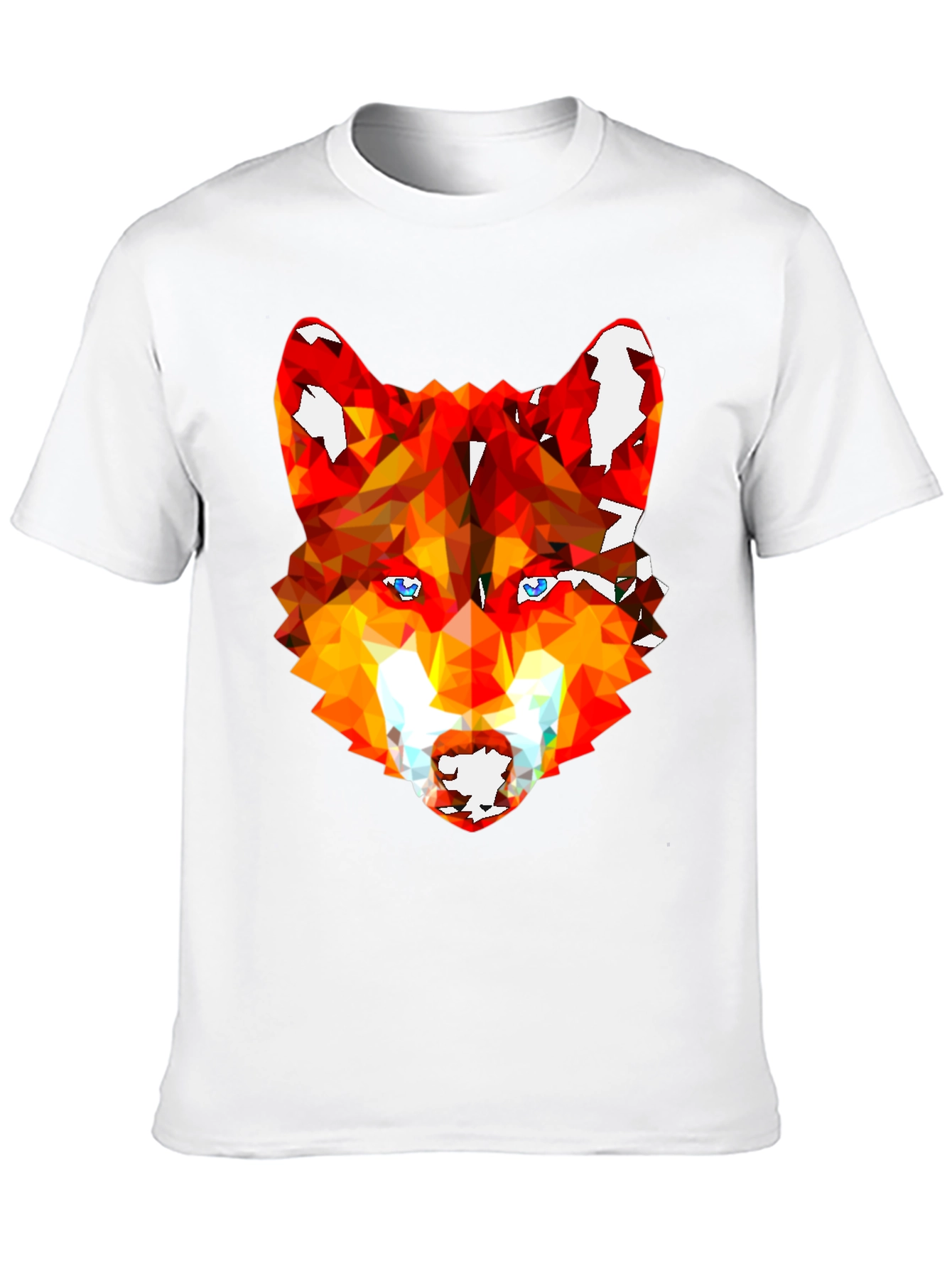 Geometric Wolf Graphic Tee - Stylish Mens Black T-Shirt