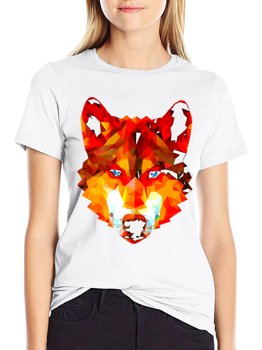 Geometric Wolf Graphic Tee - Stylish Mens Black T-Shirt