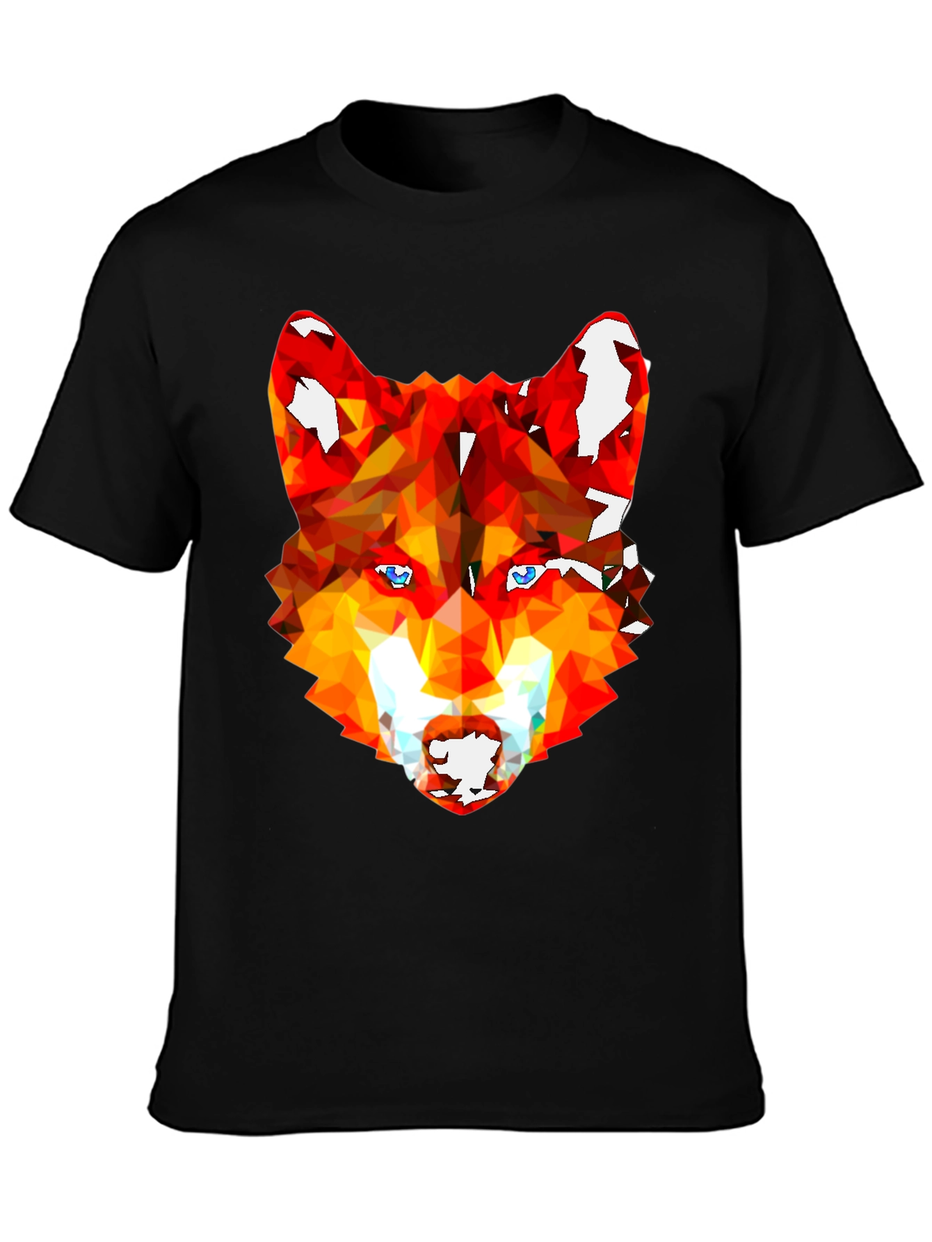 Geometric Wolf Graphic Tee - Stylish Mens Black T-Shirt