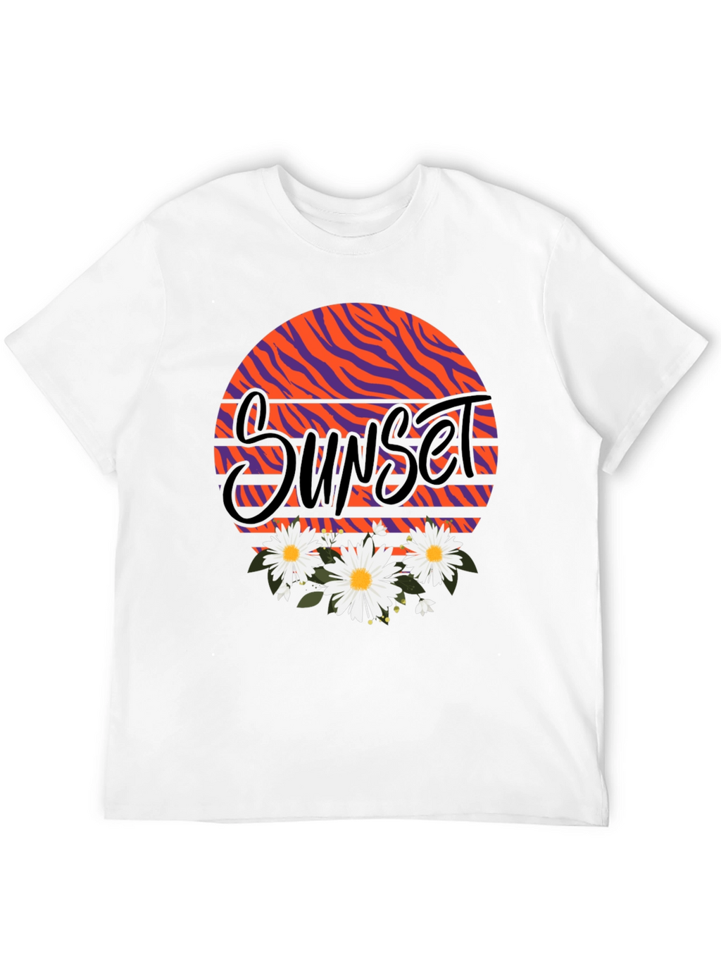 Sunset Floral Graphic Black T-Shirt