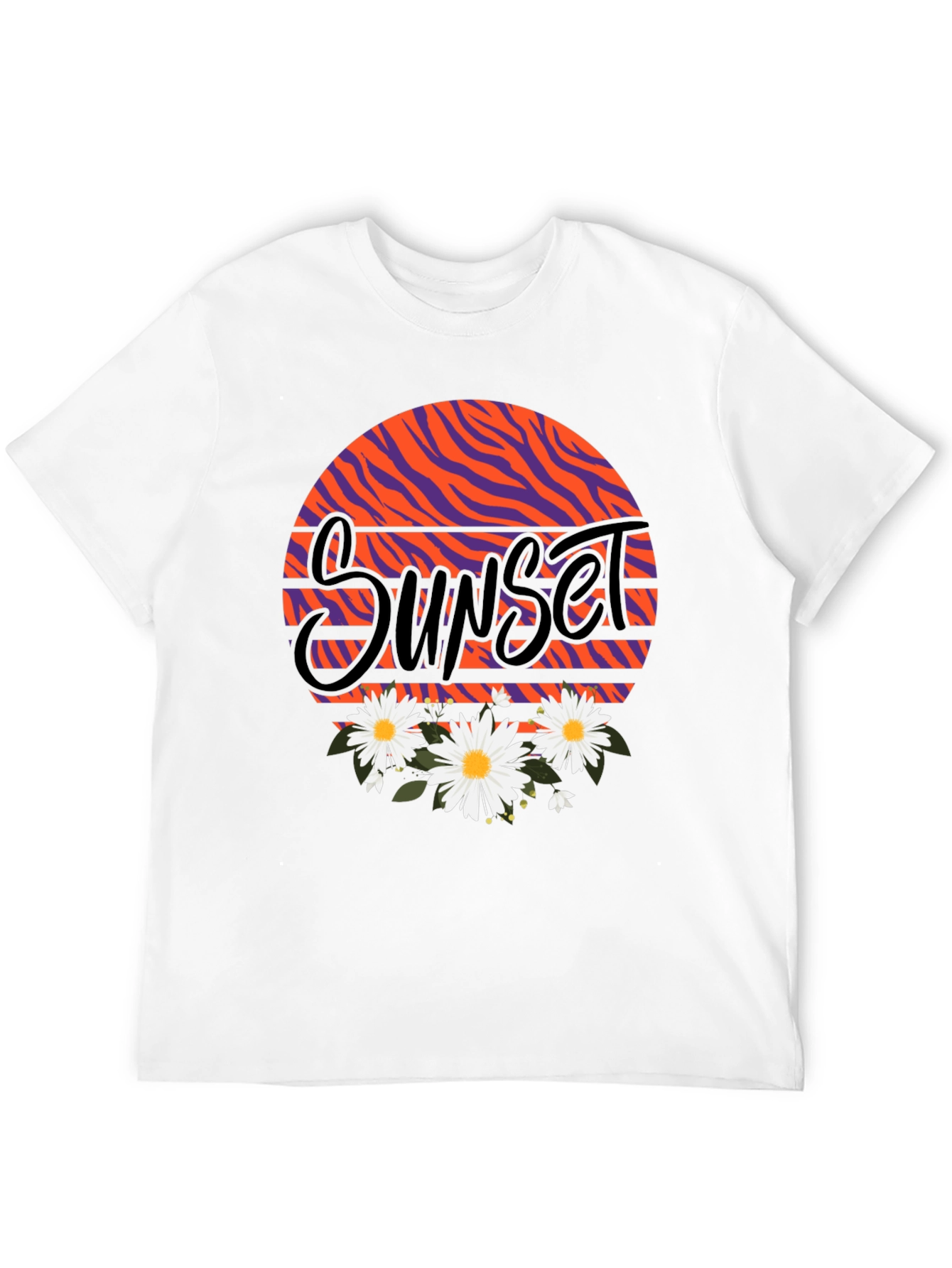 Sunset Floral Graphic Black T-Shirt