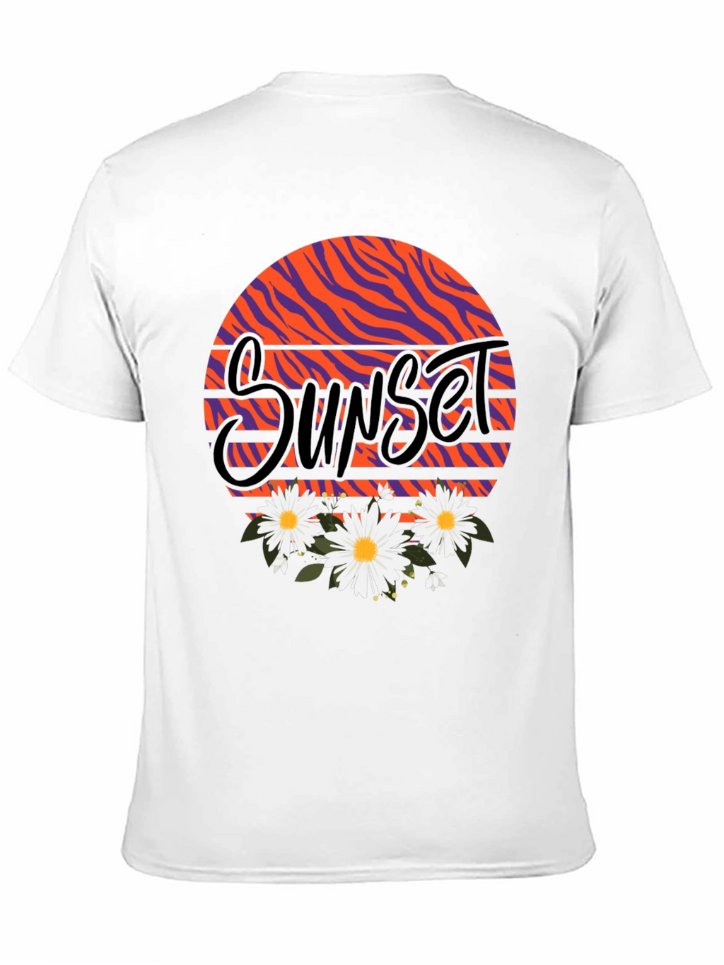 Sunset Floral Graphic Black T-Shirt