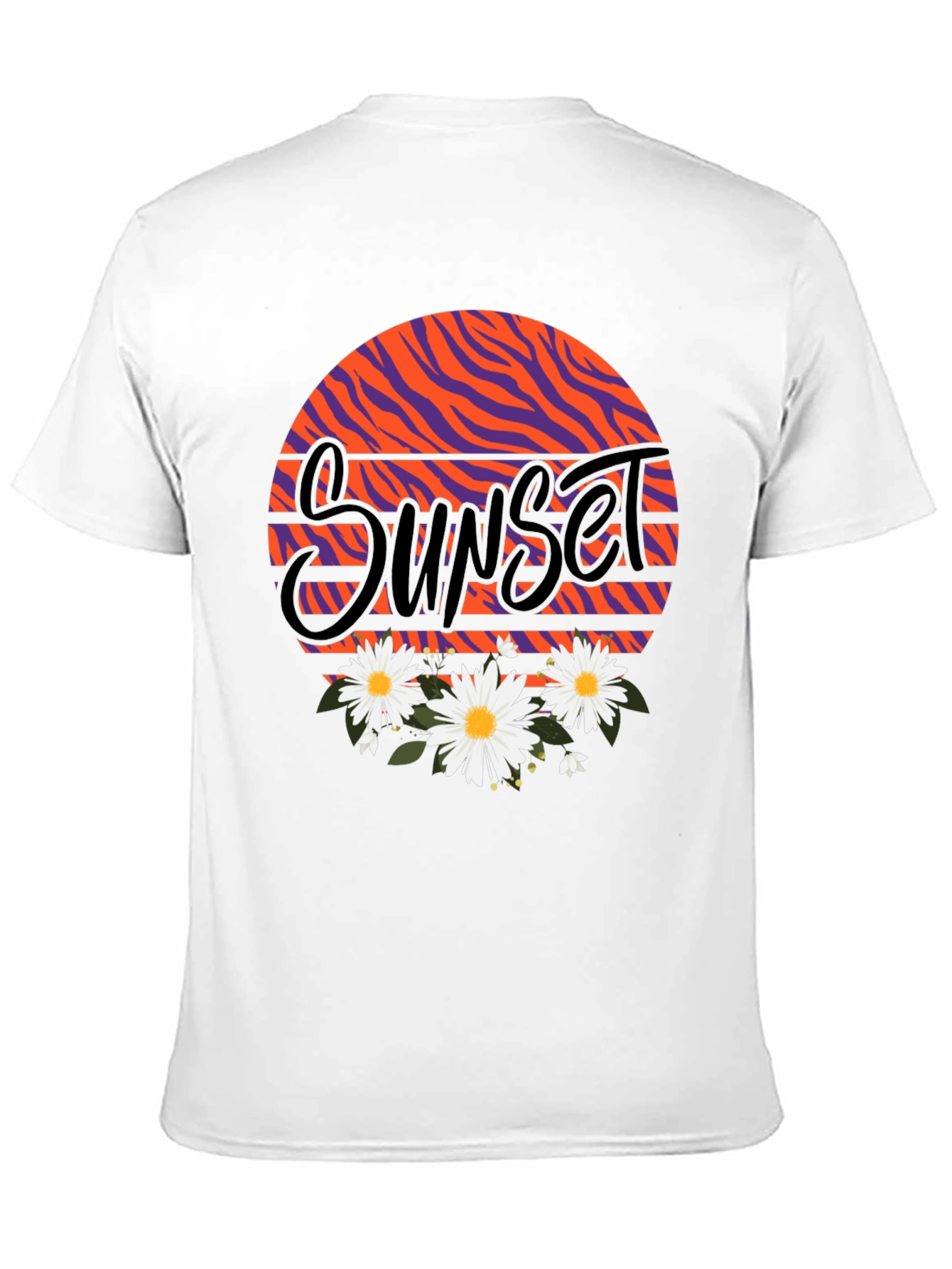 Sunset Floral Graphic Black T-Shirt