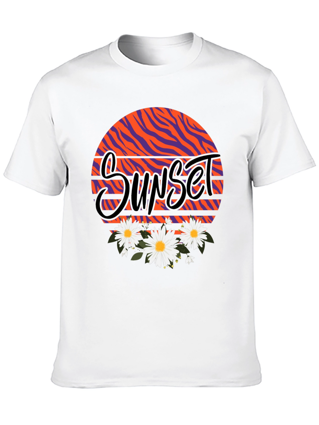 Sunset Floral Graphic Black T-Shirt