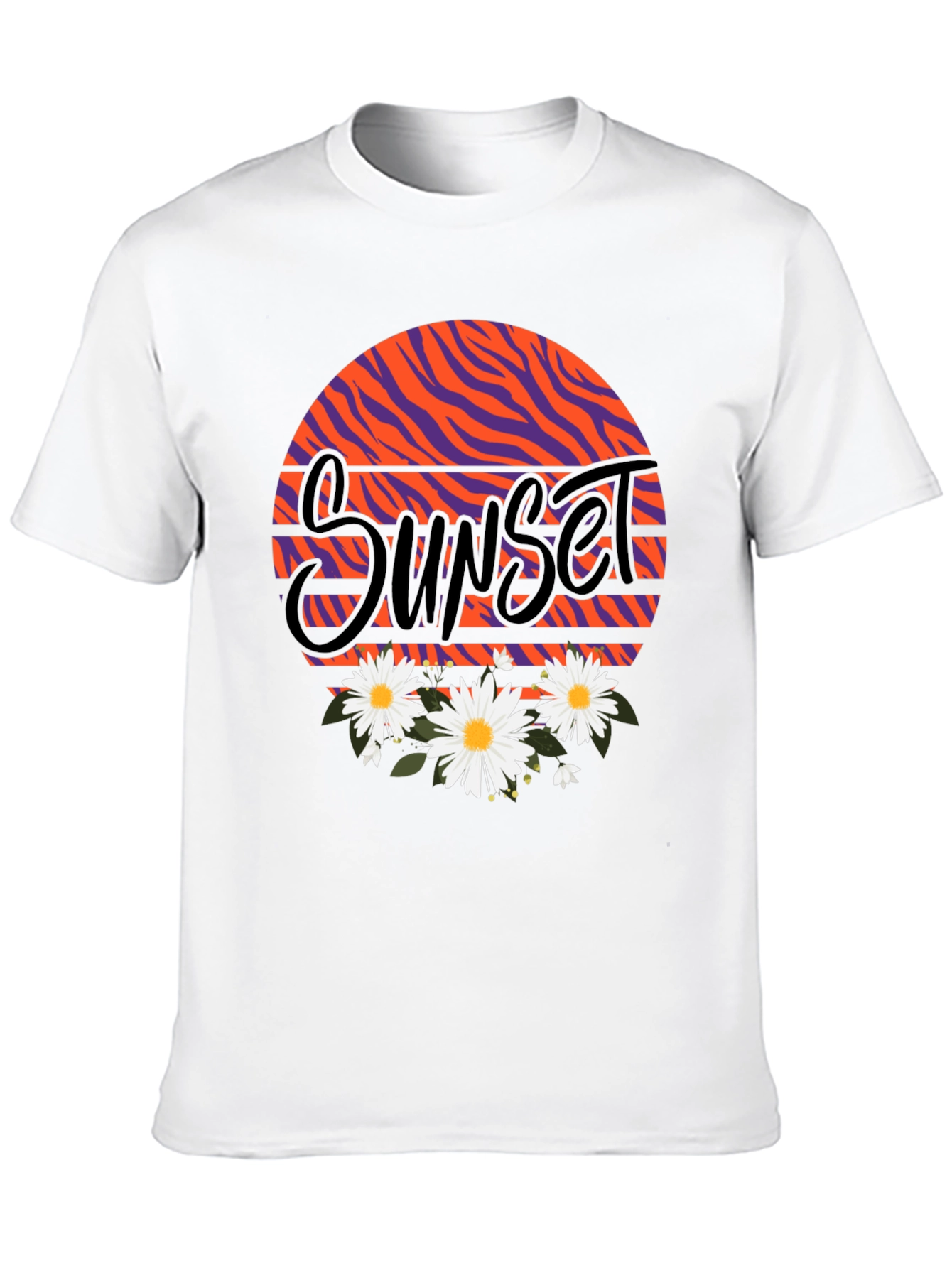 Sunset Floral Graphic Black T-Shirt