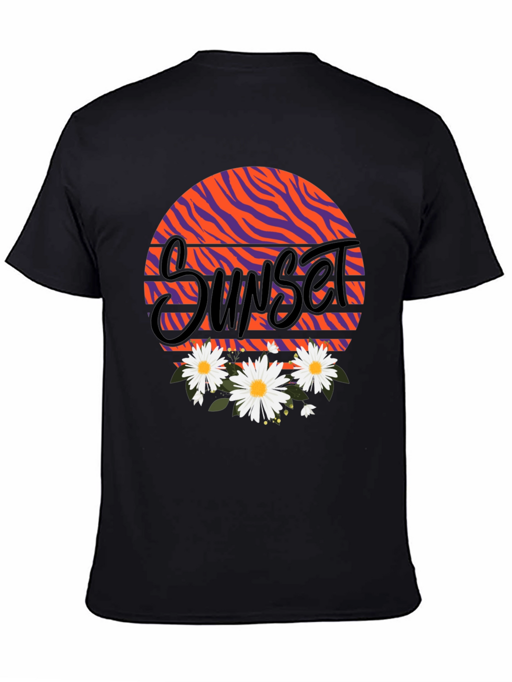 Sunset Floral Graphic Black T-Shirt