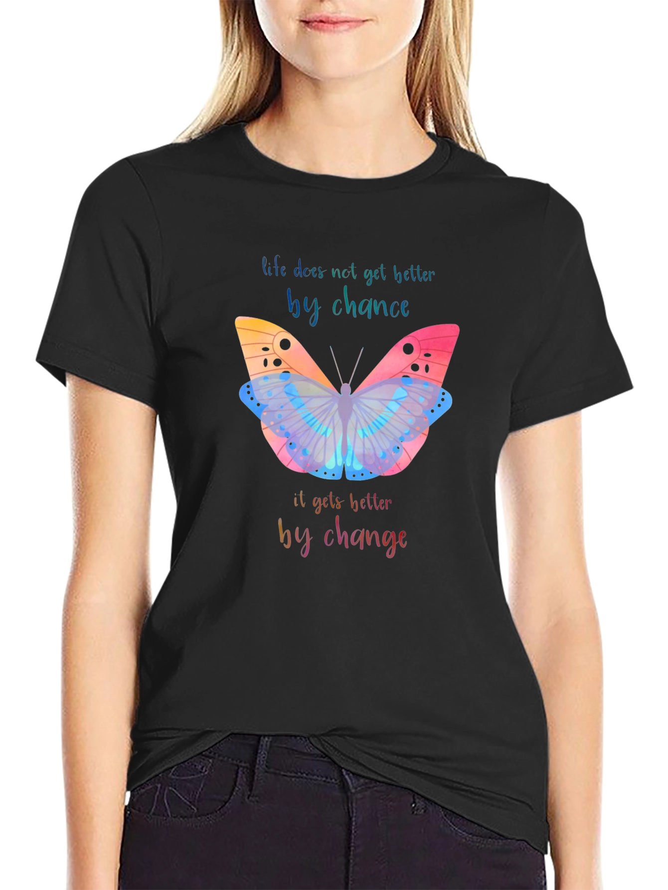 Inspirational Butterfly Graphic T-Shirt