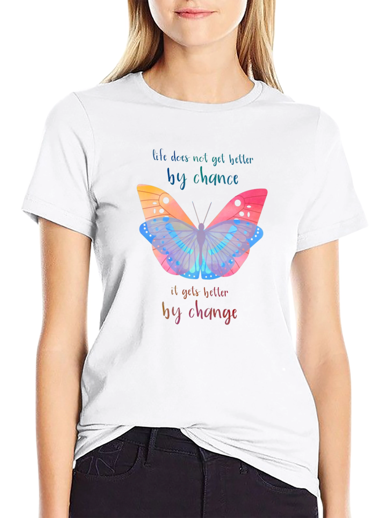 Inspirational Butterfly Graphic T-Shirt