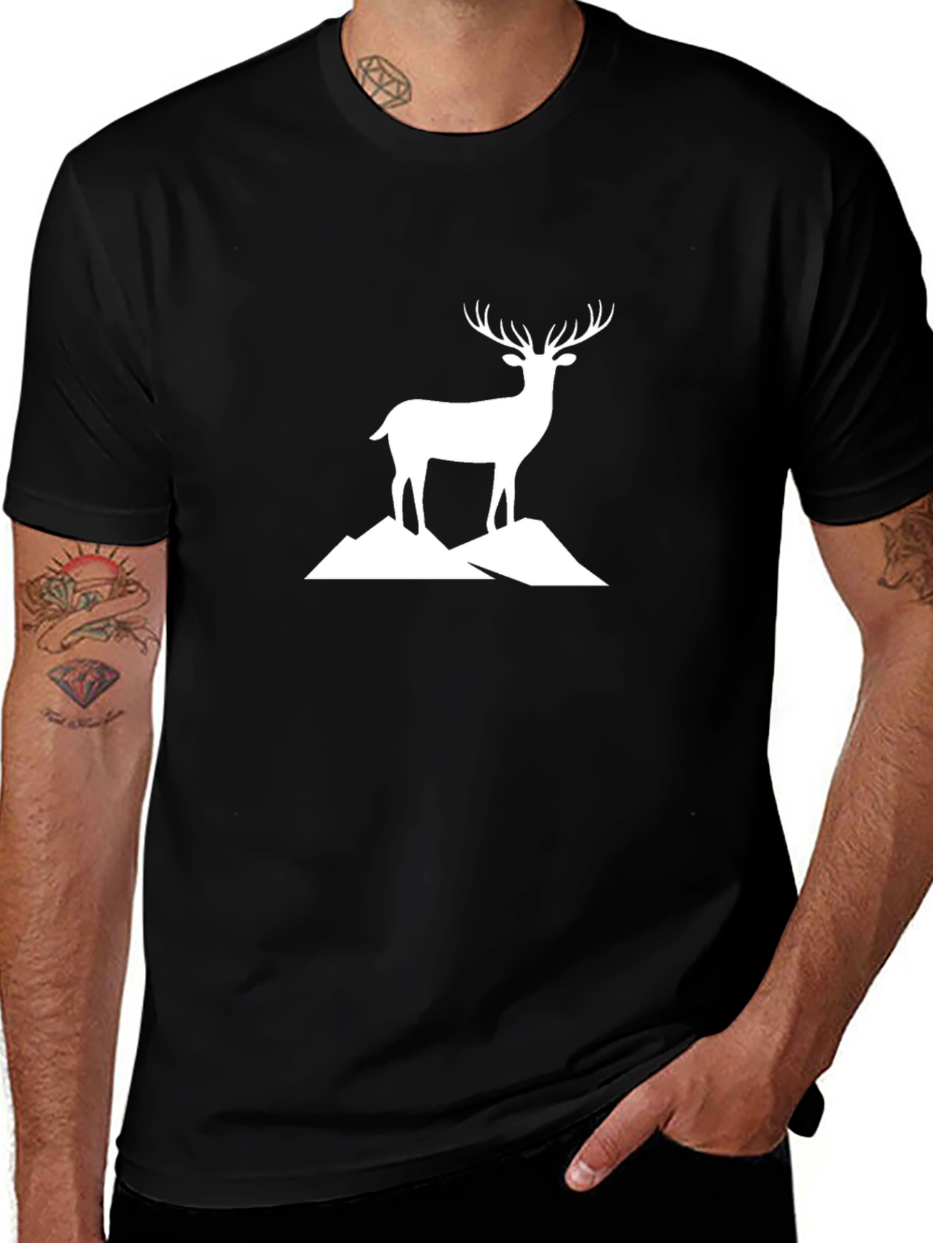 Deer Mountain Graphic T-Shirt - Black