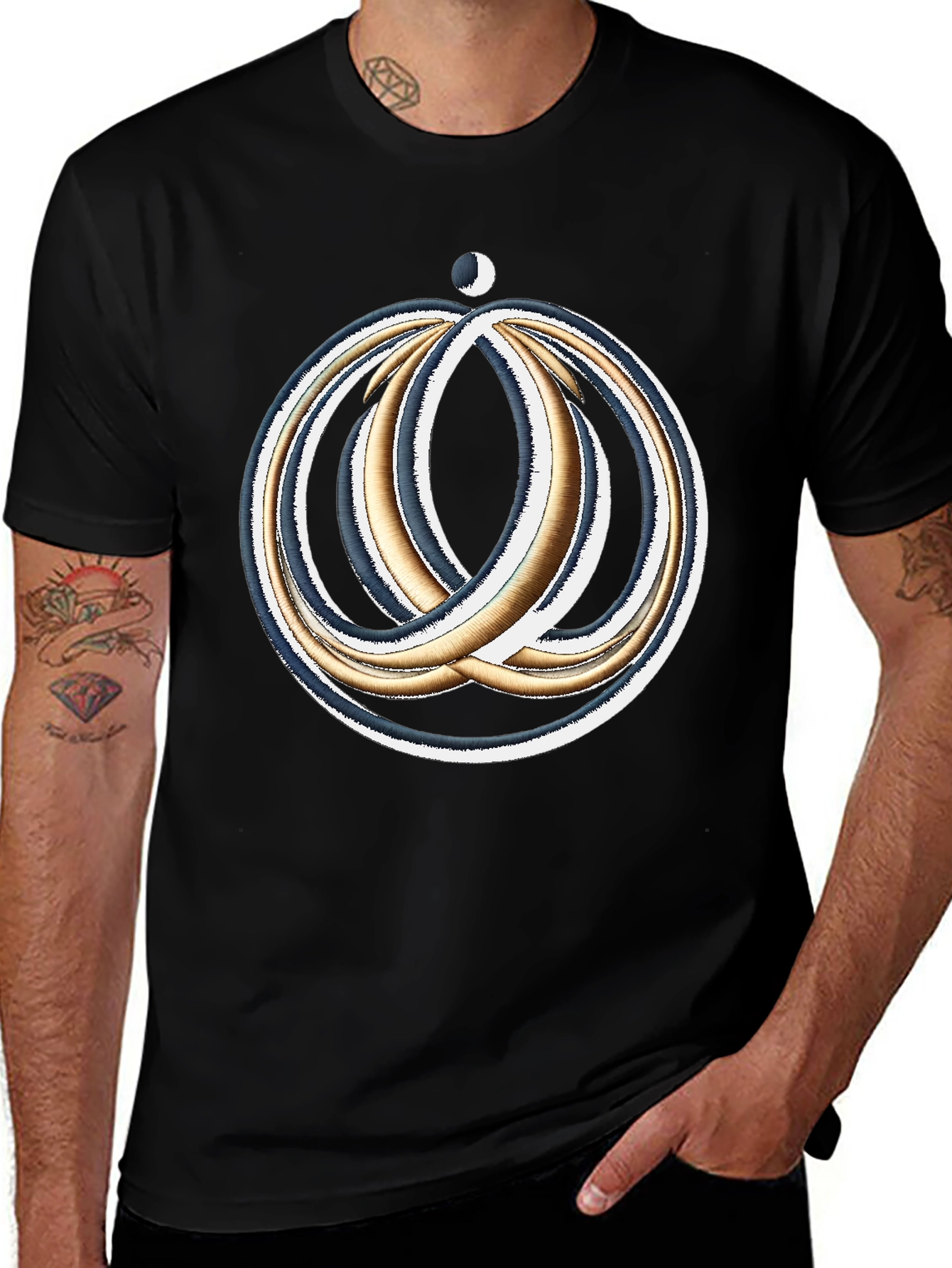 Cosmic Rings Graphic Tee - Black Cotton Blend Comfort Fit