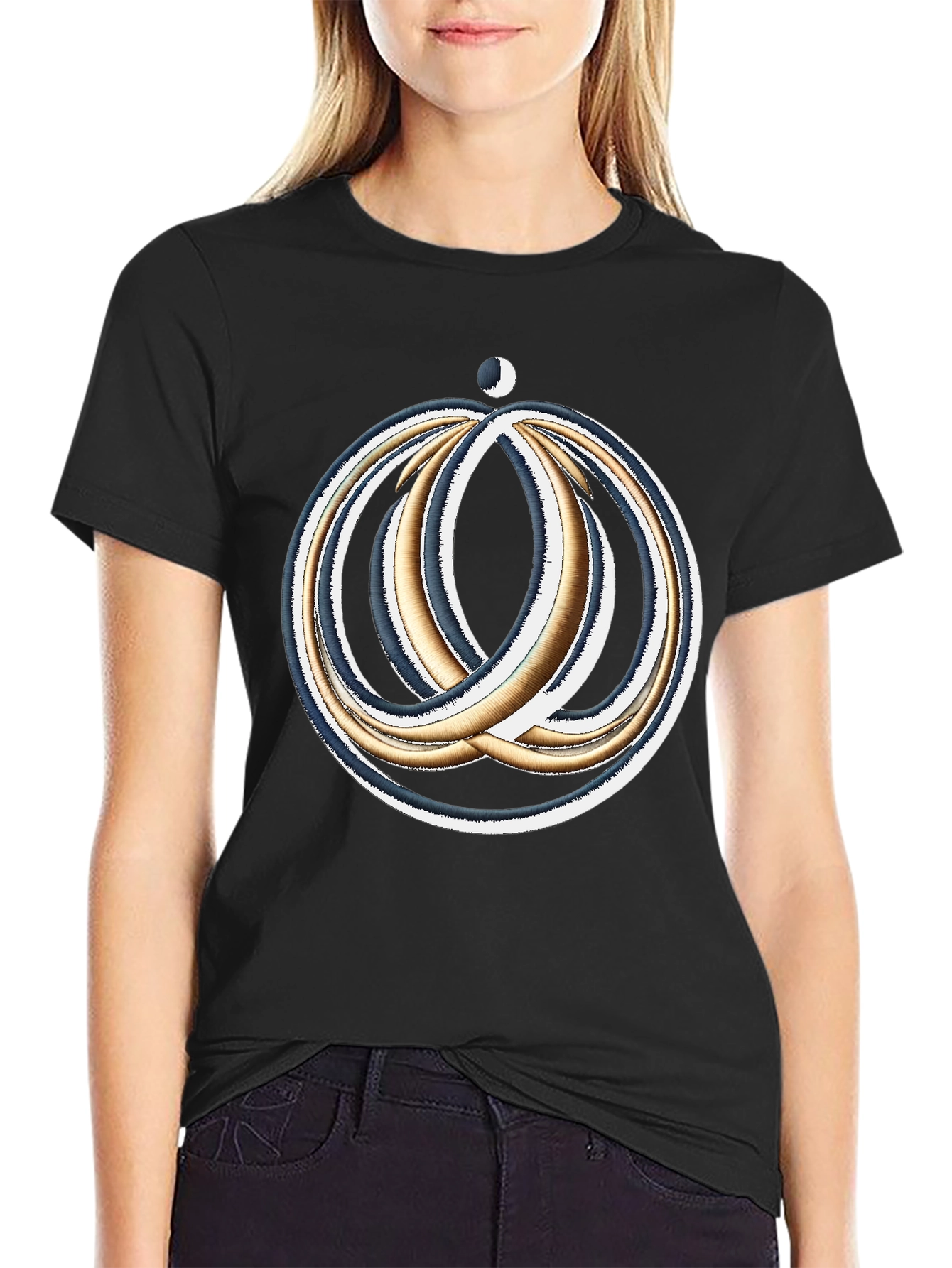 Cosmic Rings Graphic Tee - Black Cotton Blend Comfort Fit