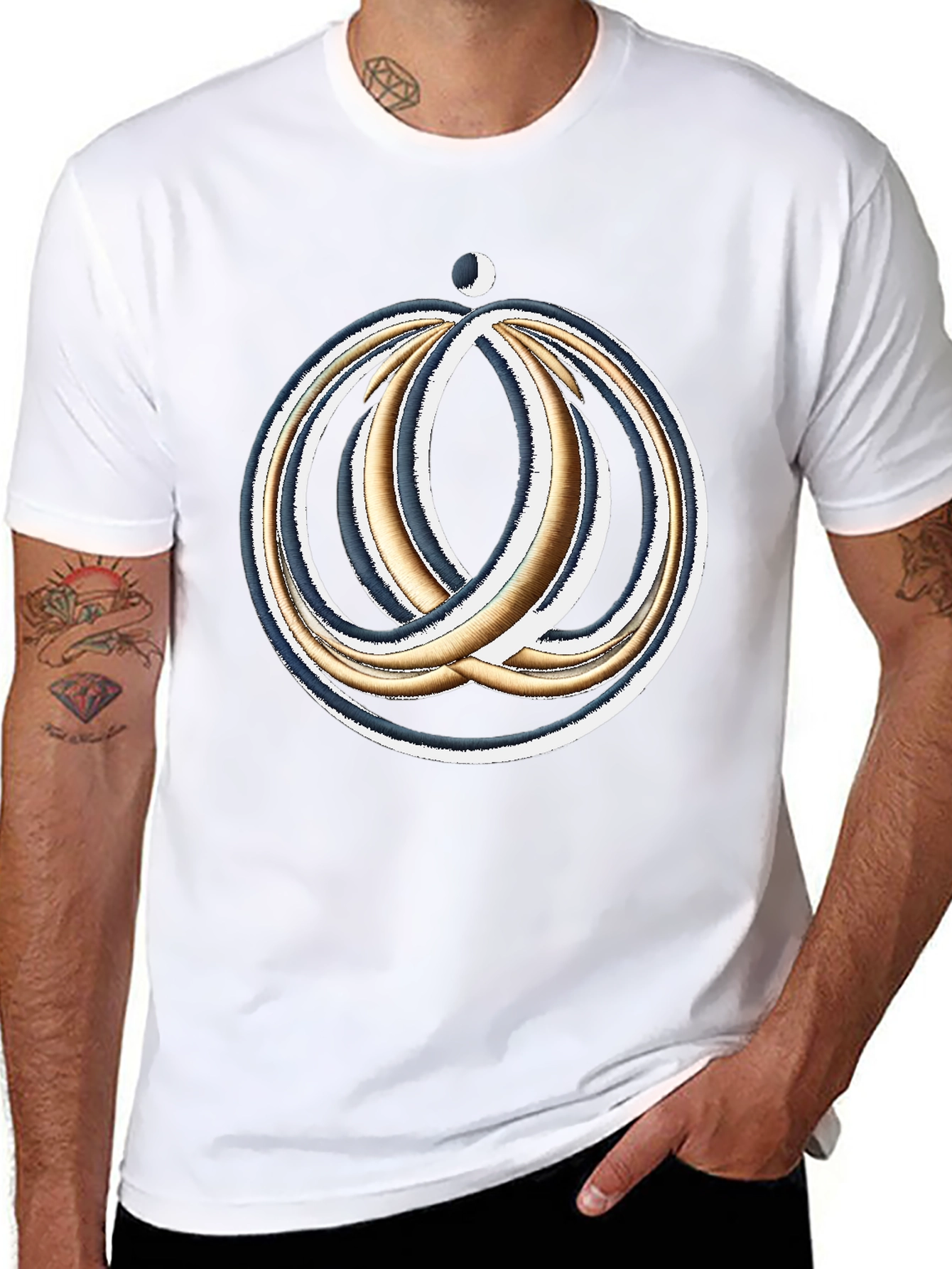 Cosmic Rings Graphic Tee - Black Cotton Blend Comfort Fit
