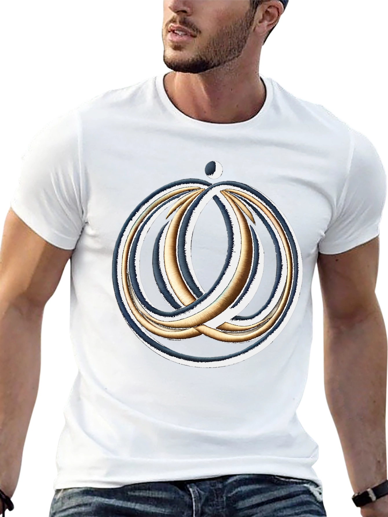 Cosmic Rings Graphic Tee - Black Cotton Blend Comfort Fit