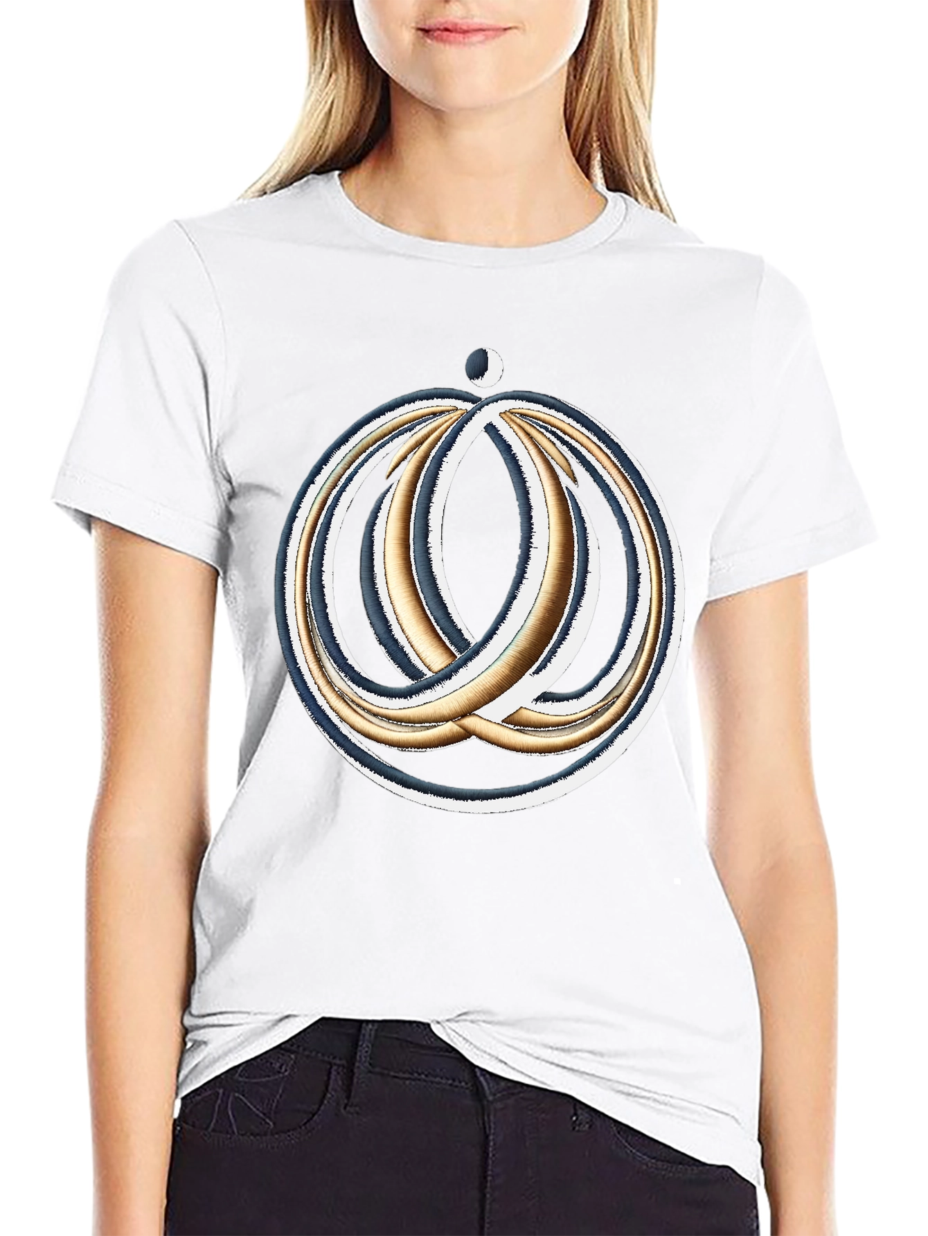 Cosmic Rings Graphic Tee - Black Cotton Blend Comfort Fit