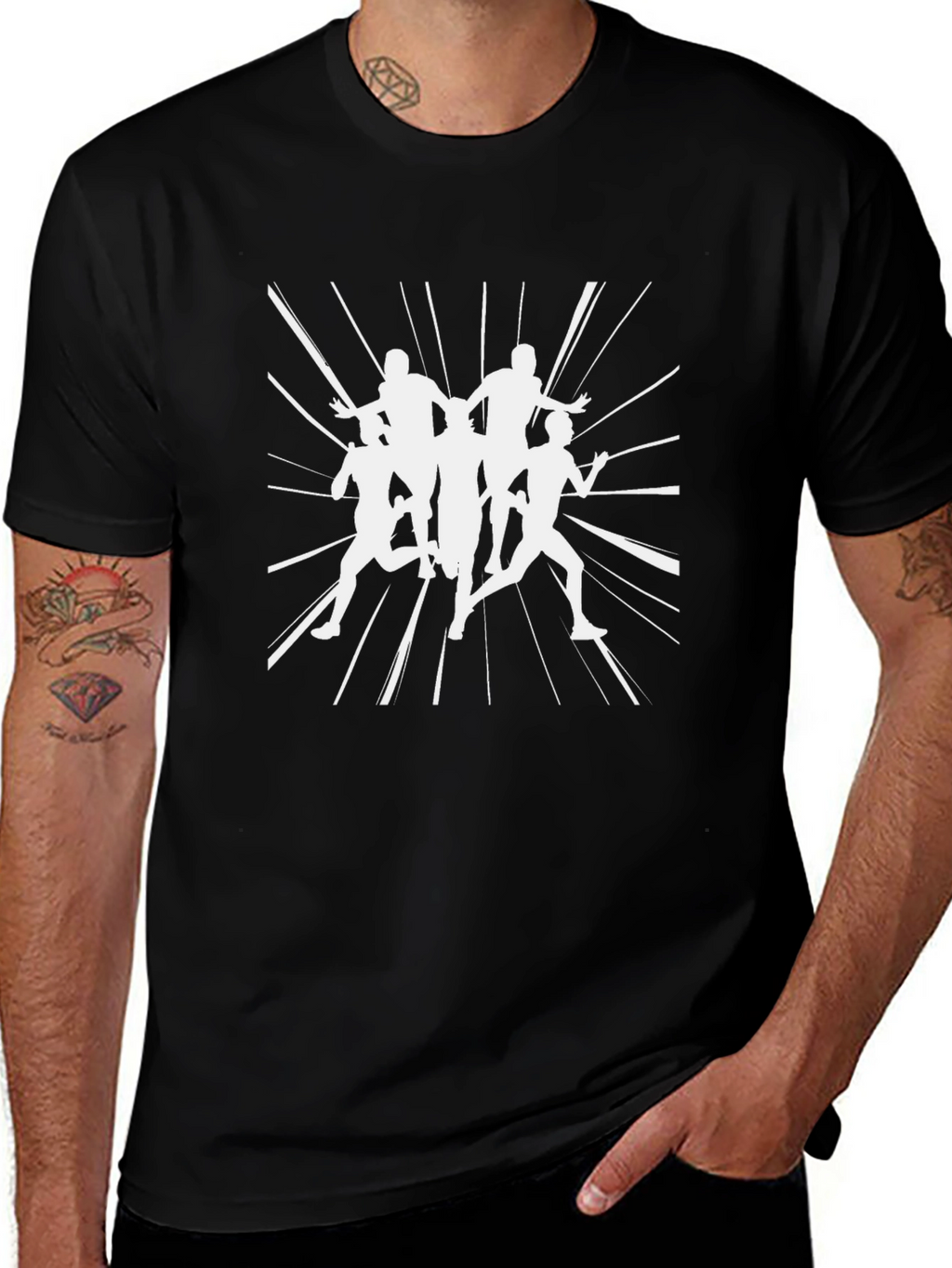 Dynamic Runners Graphic Tee - Black Cotton Comfort