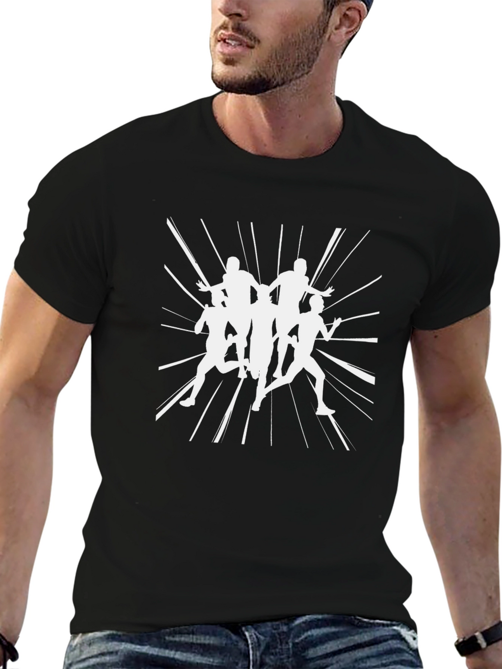 Dynamic Runners Graphic Tee - Black Cotton Comfort