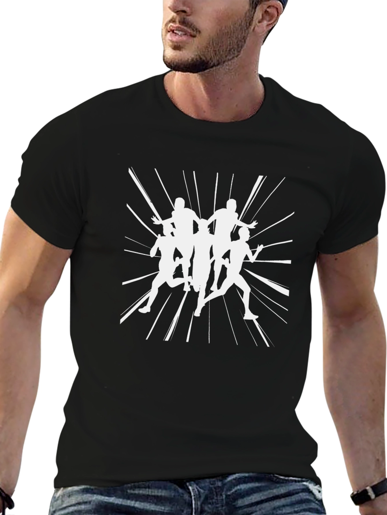 Dynamic Runners Graphic Tee - Black Cotton Comfort