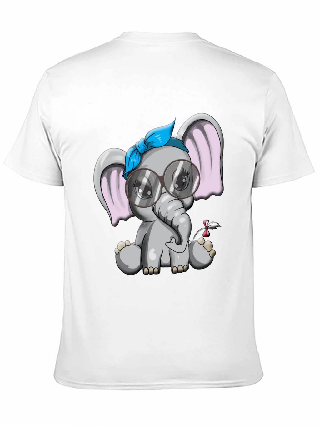 Cute Elephant Graphic Tee - Black