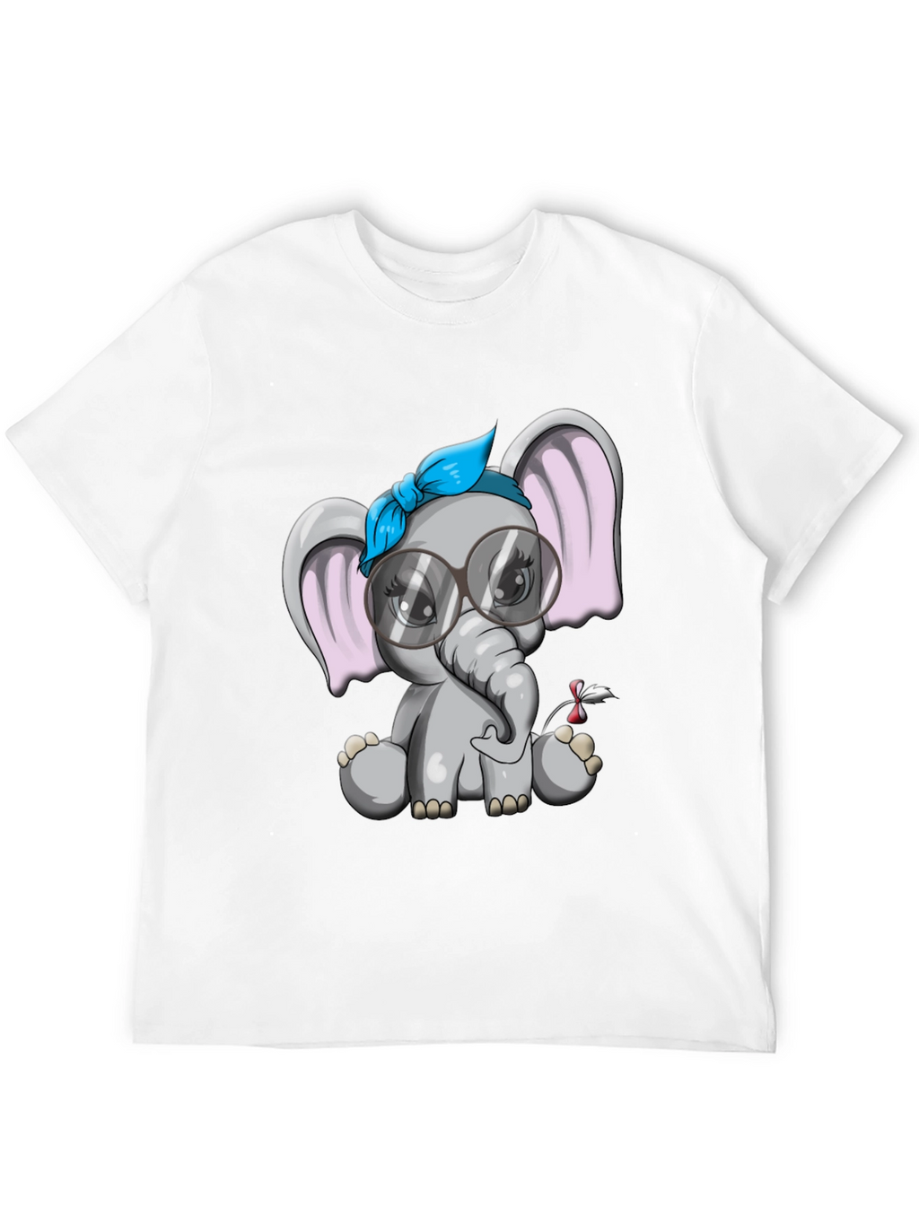 Cute Elephant Graphic Tee - Black