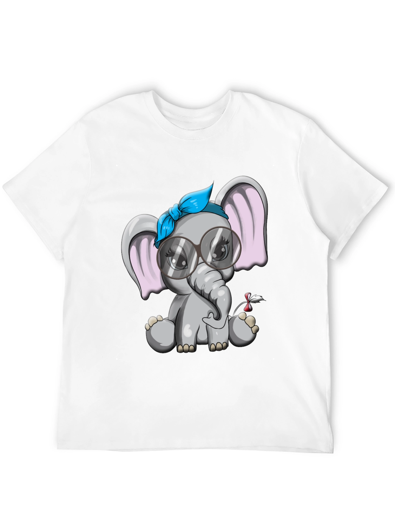 Cute Elephant Graphic Tee - Black
