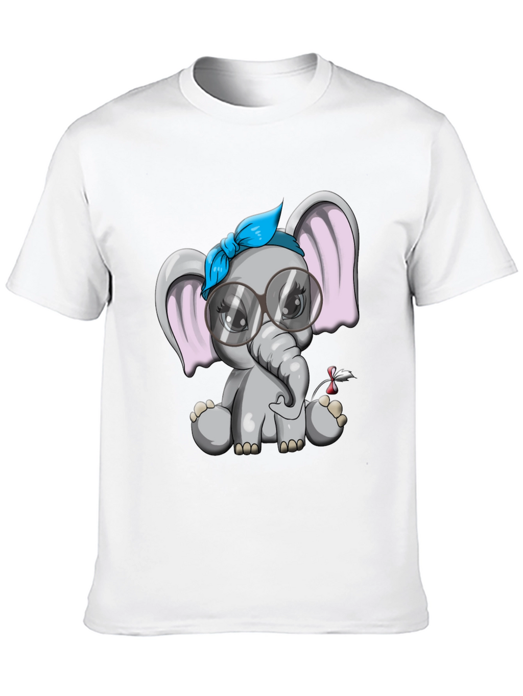 Cute Elephant Graphic Tee - Black