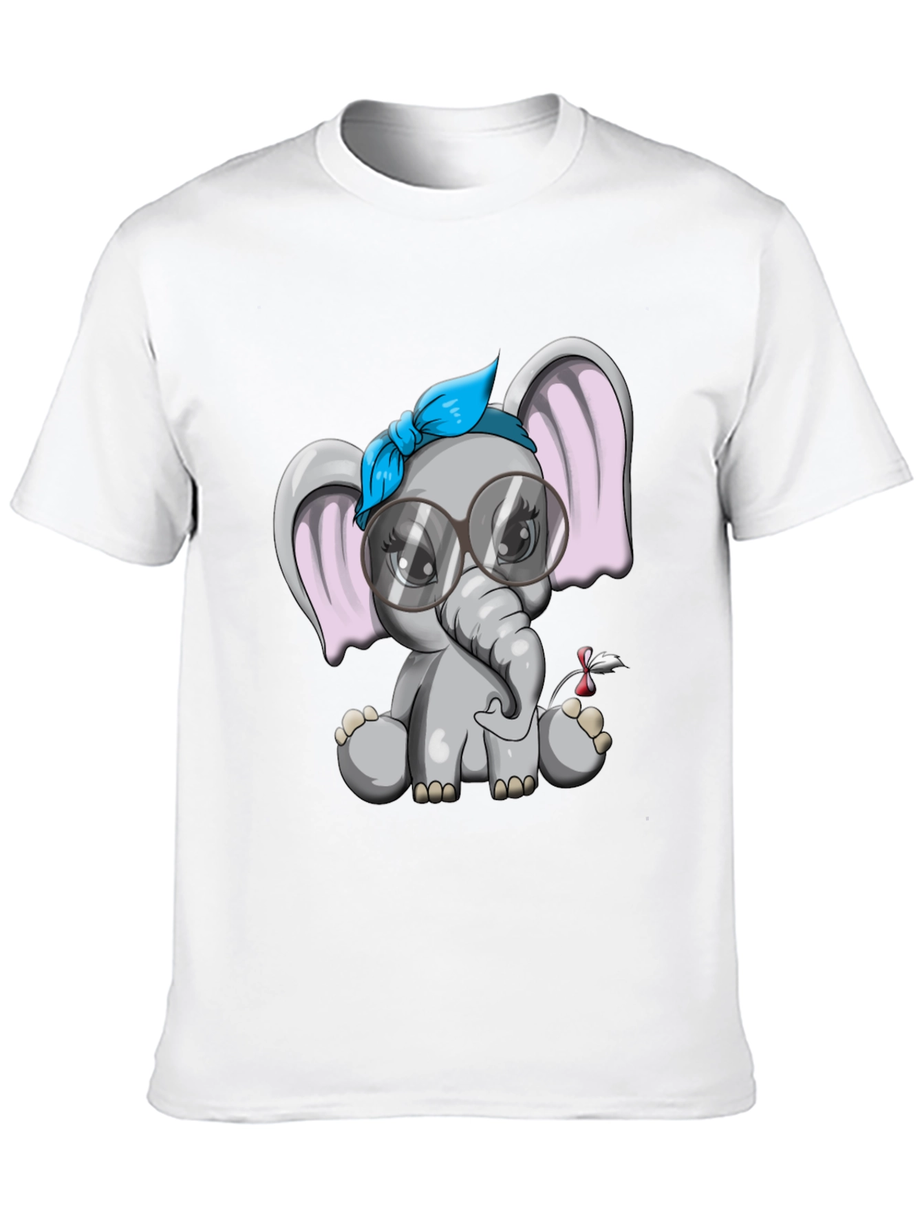 Cute Elephant Graphic Tee - Black