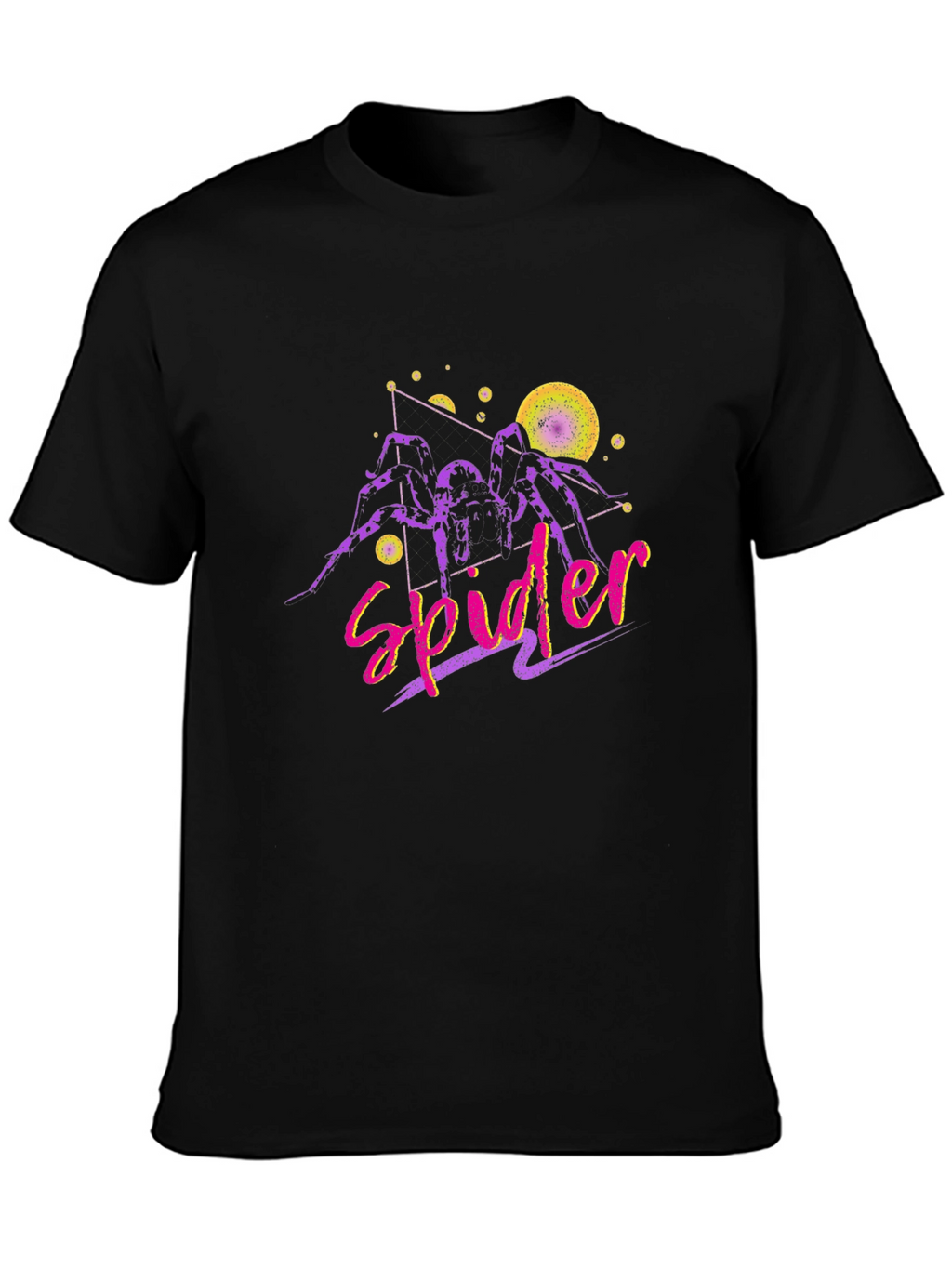 Retro Spider Graphic Tee - Mens Black Cotton T-Shirt