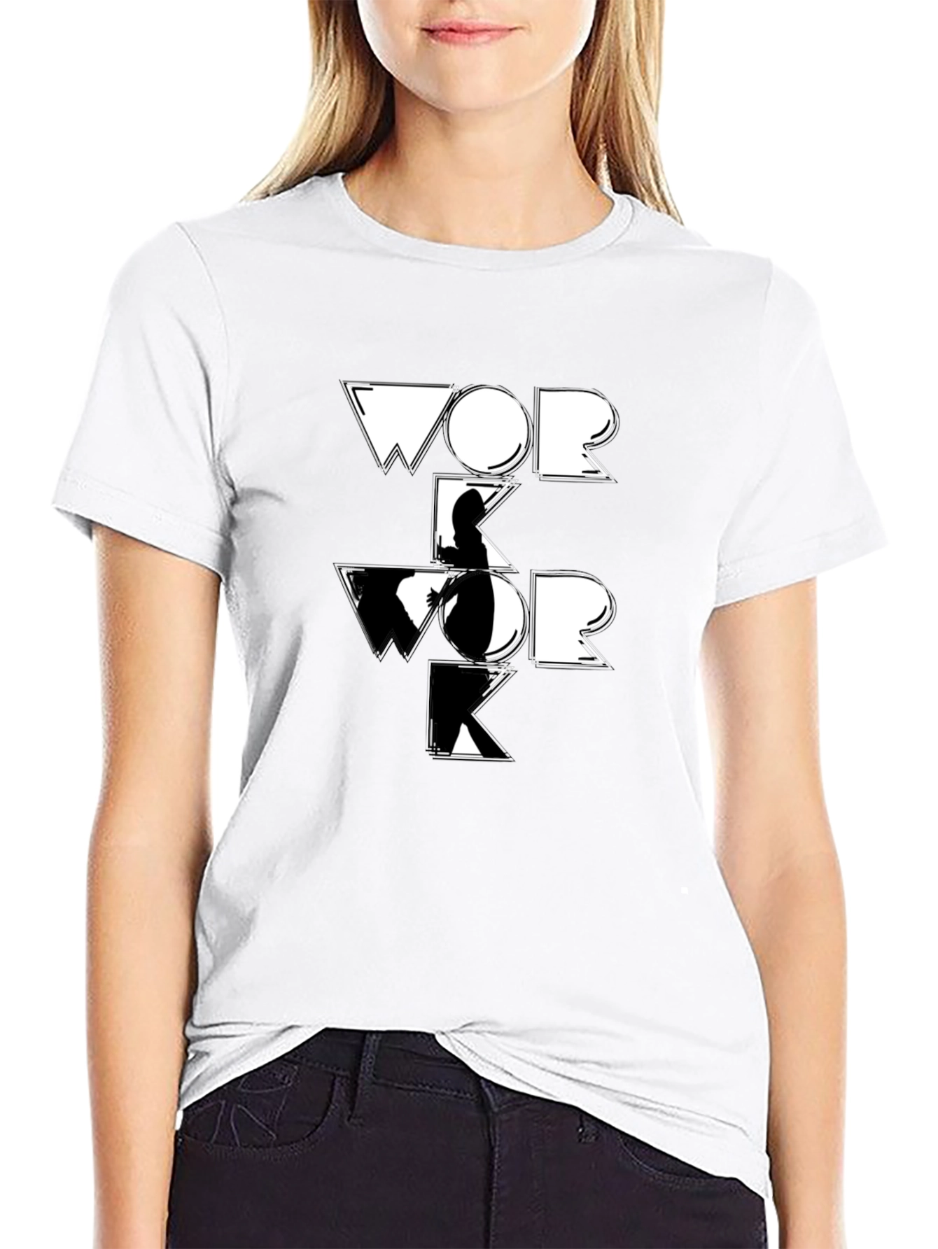 Work Graphic Tee - Black Cotton T-Shirt