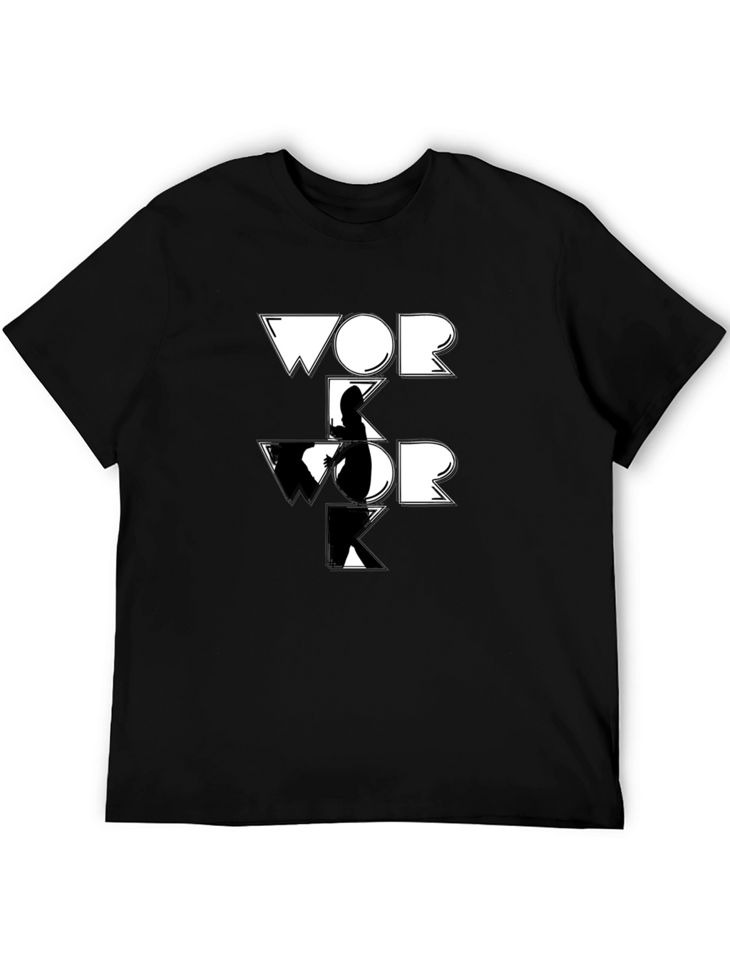 Work Graphic Tee - Black Cotton T-Shirt