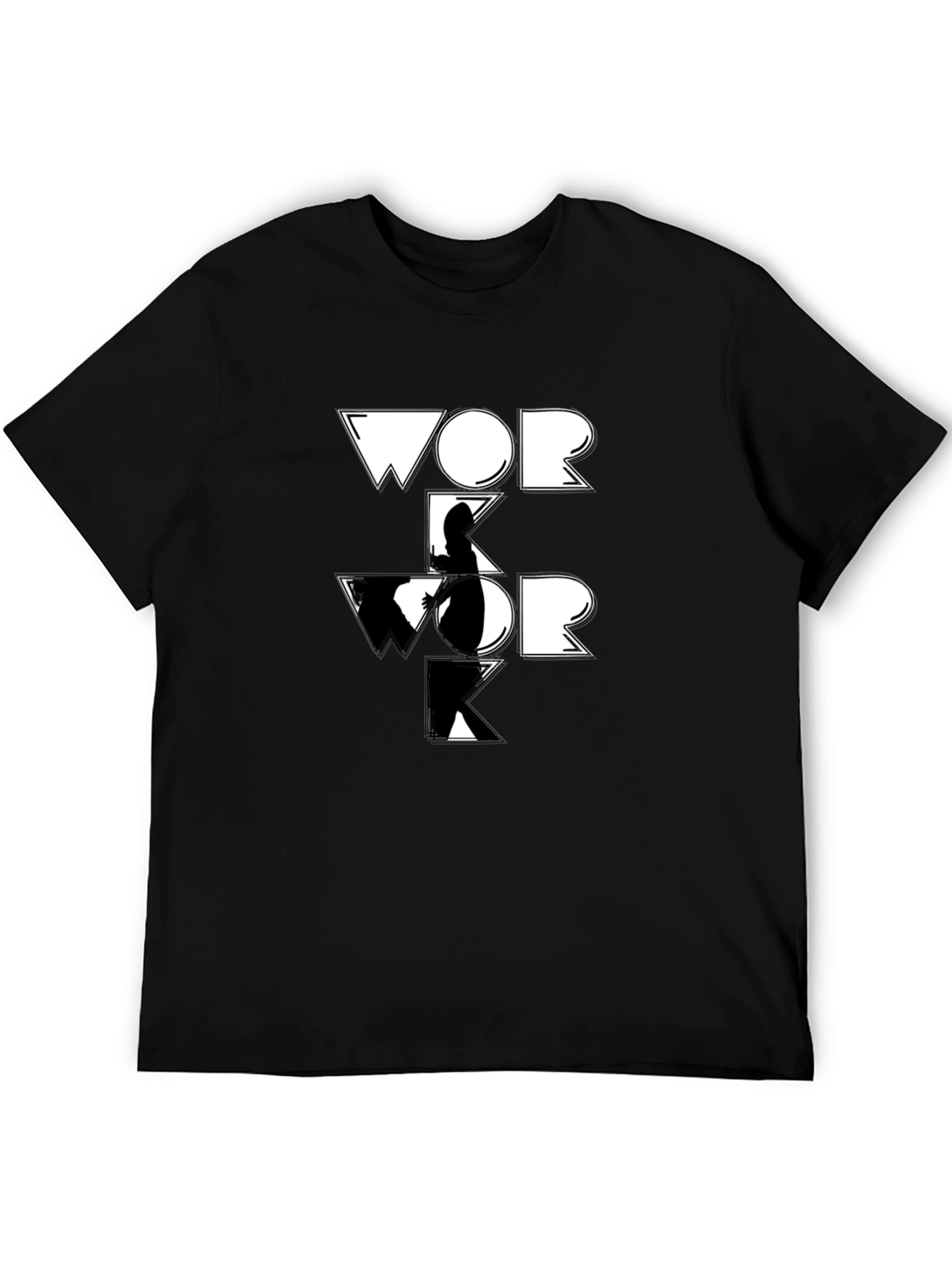 Work Graphic Tee - Black Cotton T-Shirt
