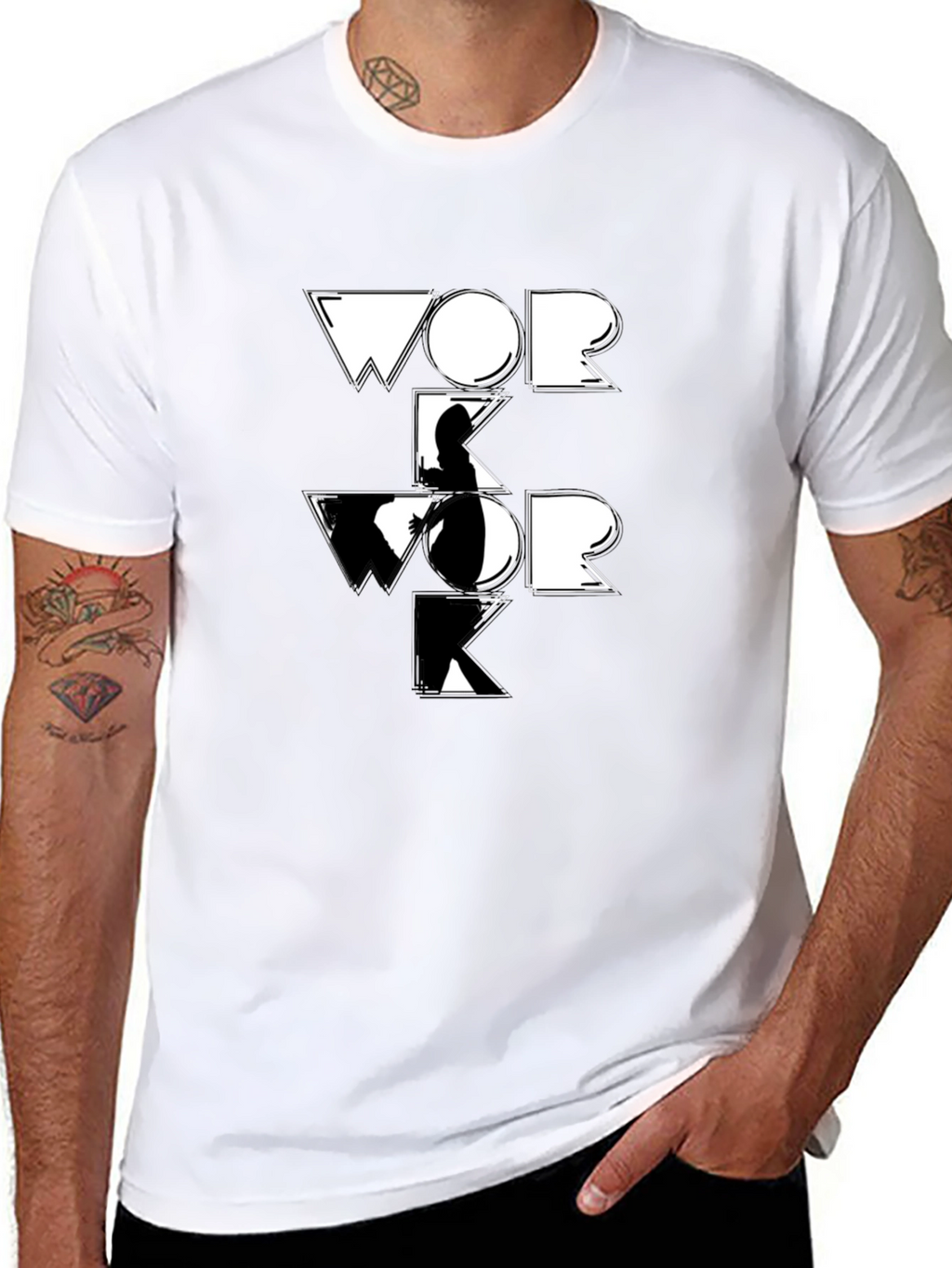 Work Graphic Tee - Black Cotton T-Shirt
