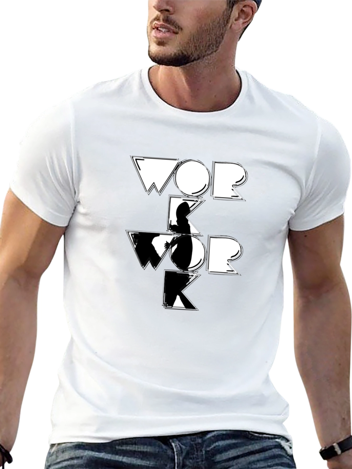 Work Graphic Tee - Black Cotton T-Shirt