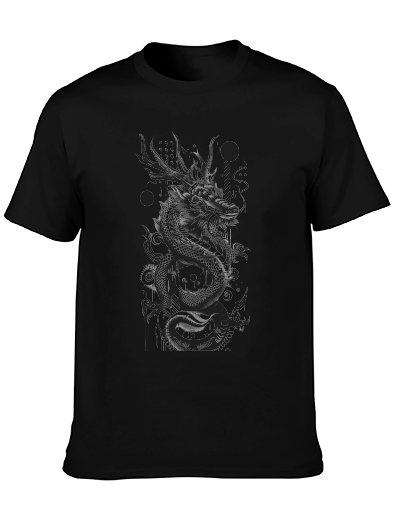Dragon Graphic Print T-Shirt - Stylish Dark Tee