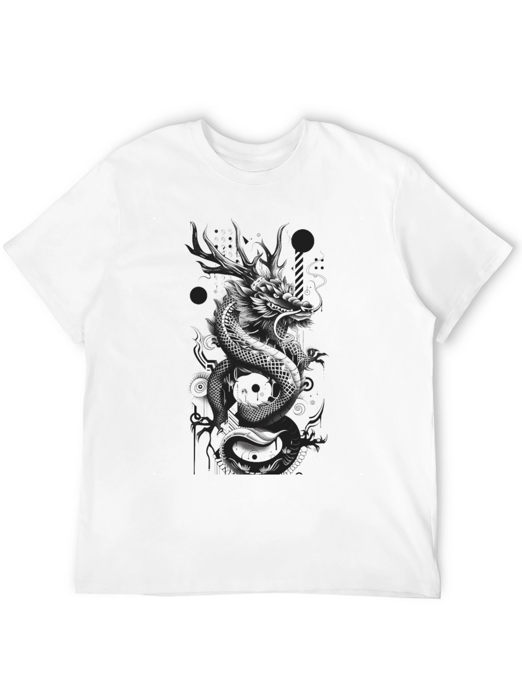 Dragon Graphic Print T-Shirt - Stylish Dark Tee