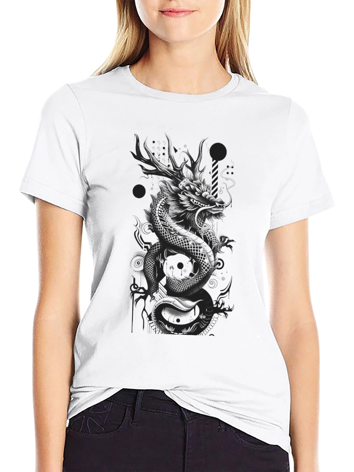 Dragon Graphic Print T-Shirt - Stylish Dark Tee