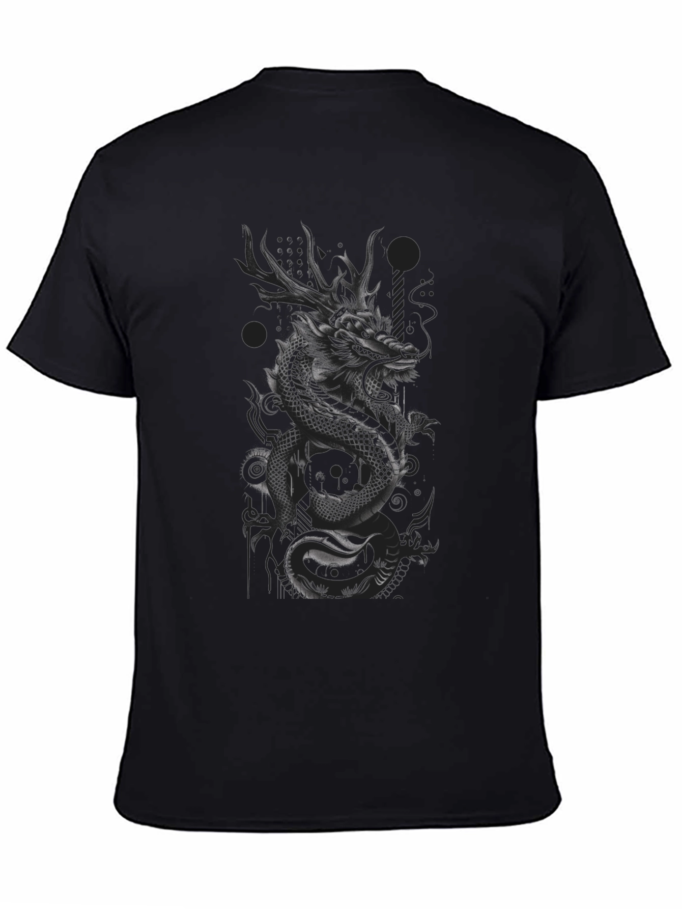 Dragon Graphic Print T-Shirt - Stylish Dark Tee