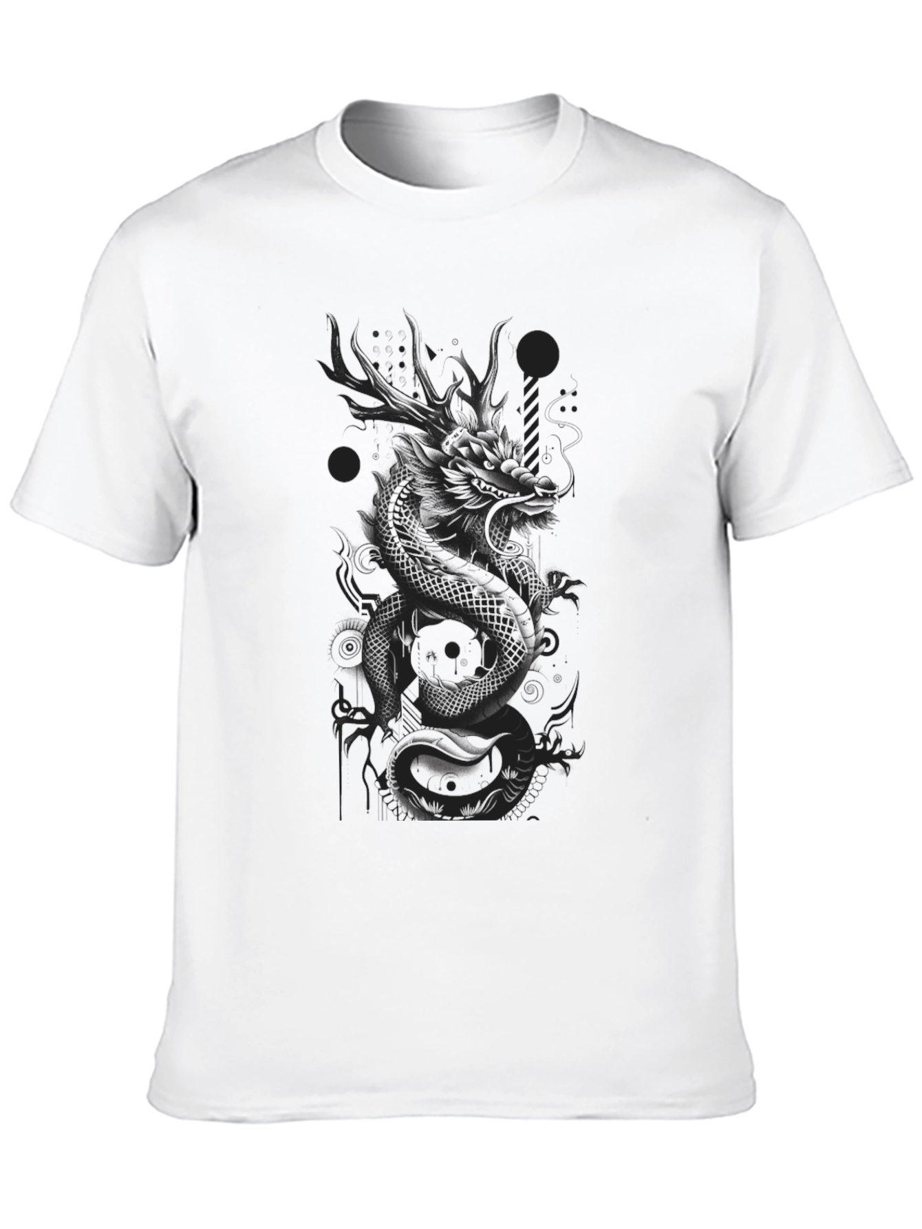 Dragon Graphic Print T-Shirt - Stylish Dark Tee